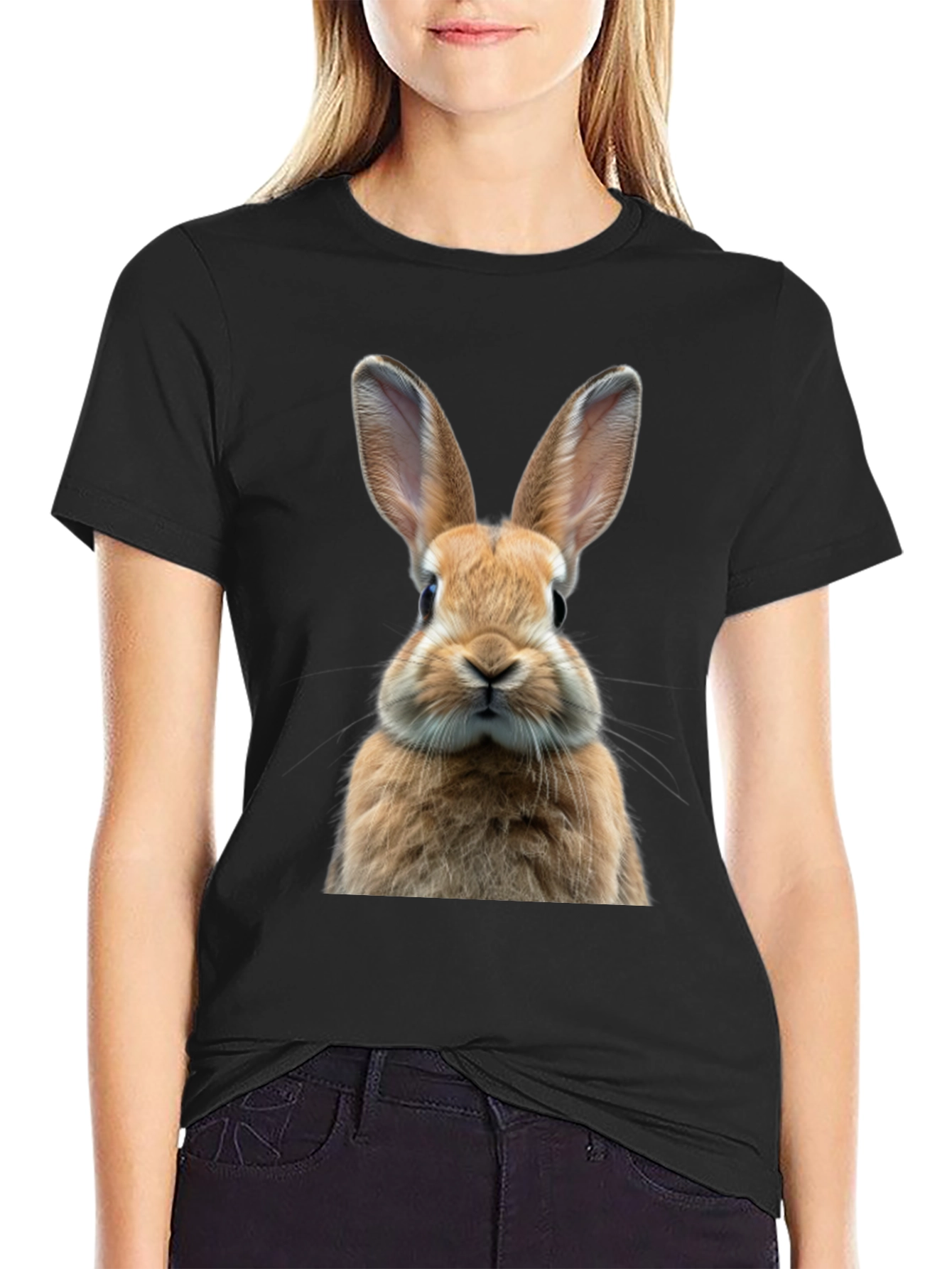 Rabbit Graphic Tee - Cute Animal Print Shirt