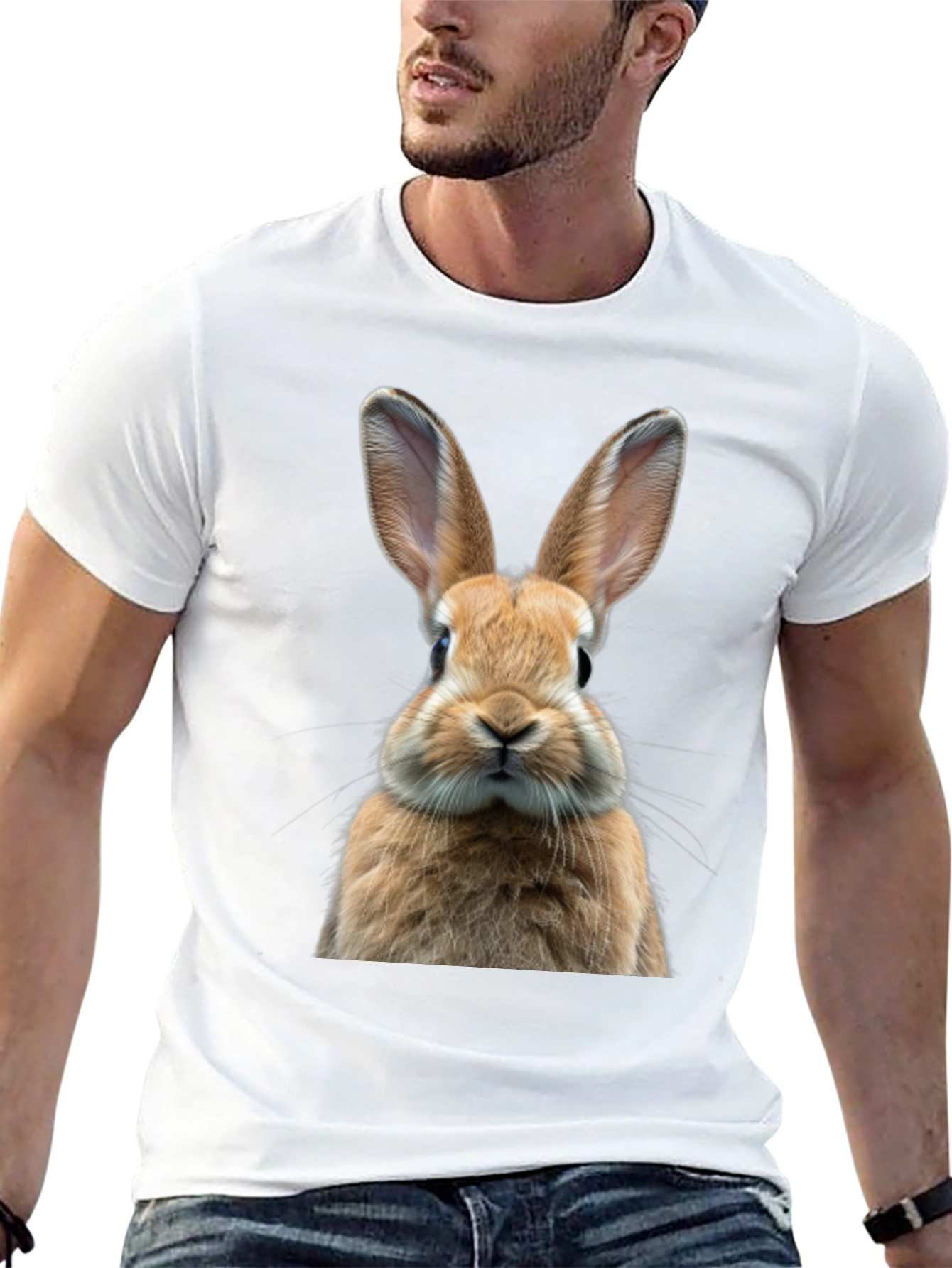 Rabbit Graphic Tee - Cute Animal Print Shirt