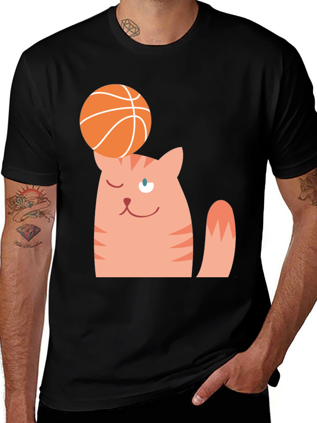 Cat Balancing Basketball Graphic Tee
