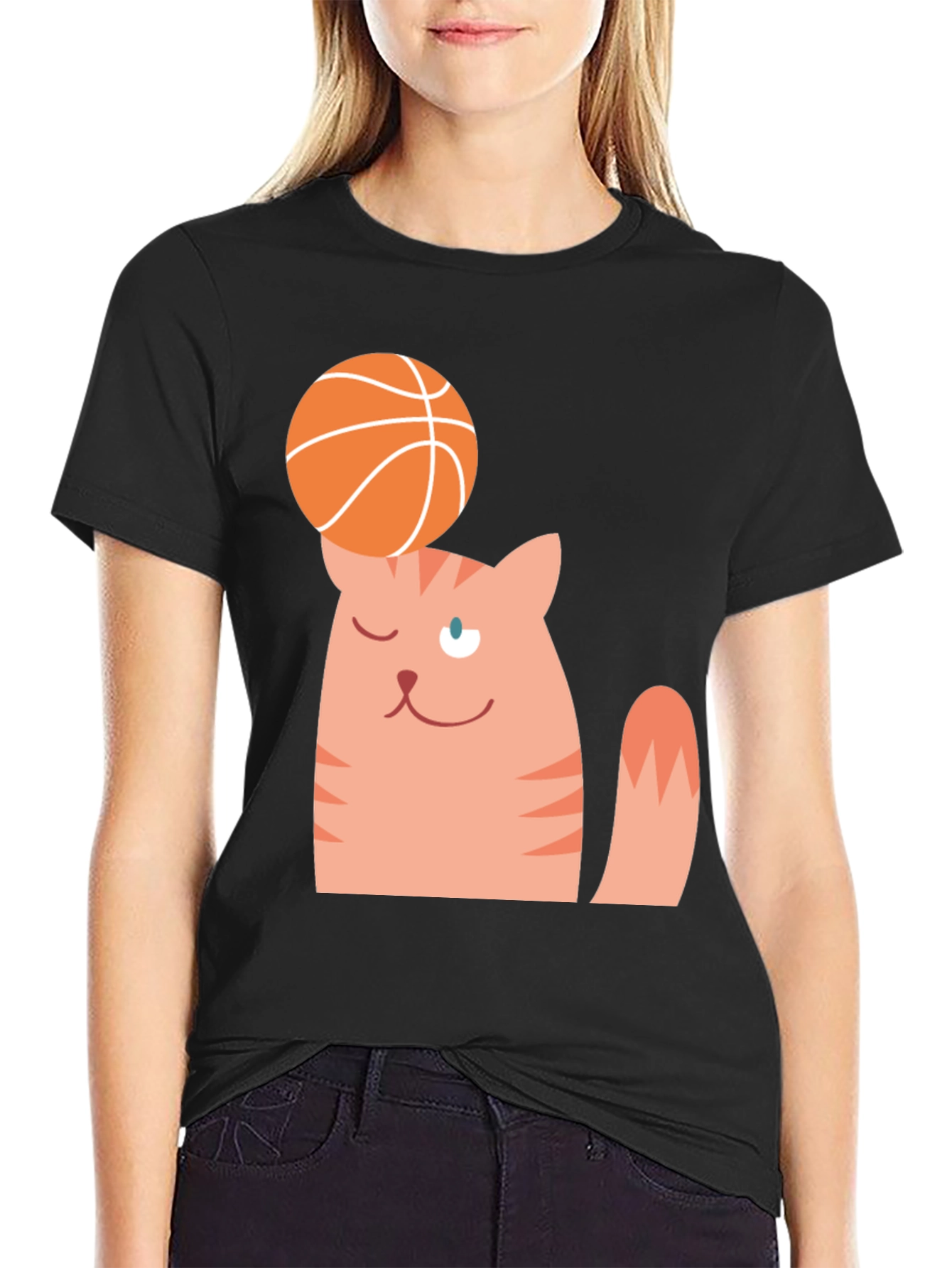 Cat Balancing Basketball Graphic Tee
