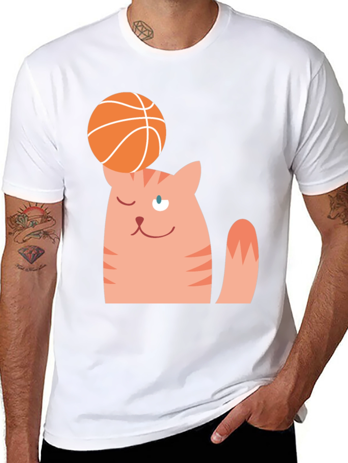 Cat Balancing Basketball Graphic Tee