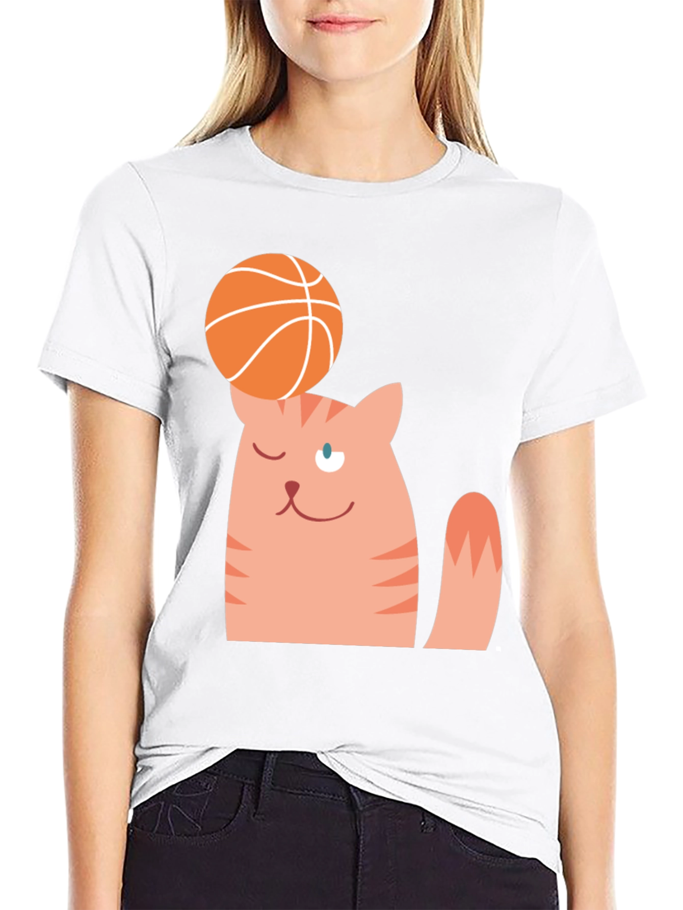 Cat Balancing Basketball Graphic Tee