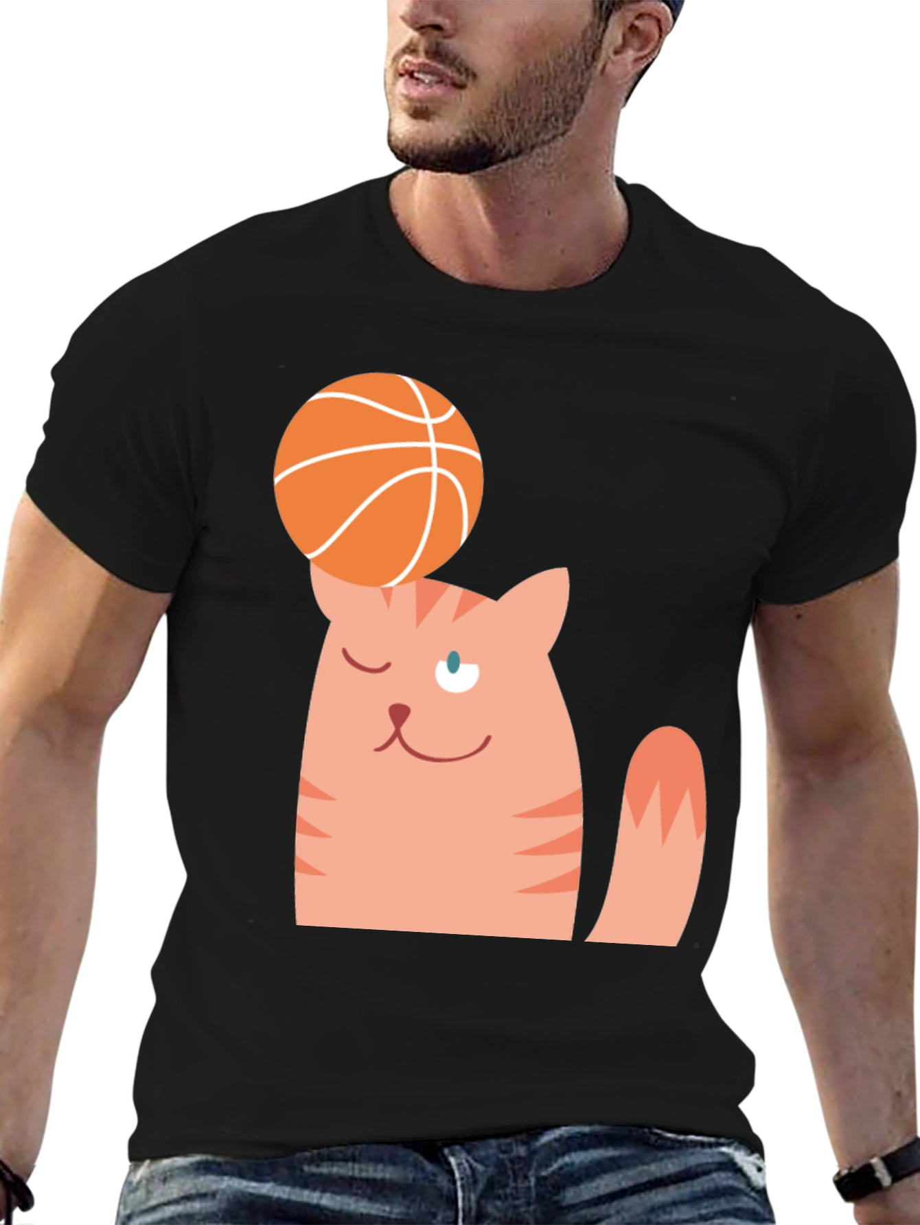 Cat Balancing Basketball Graphic Tee