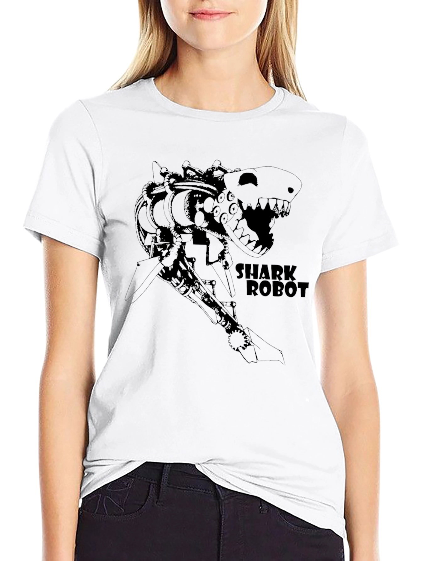 Shark Robot Graphic T-Shirt - Cool Design Tee