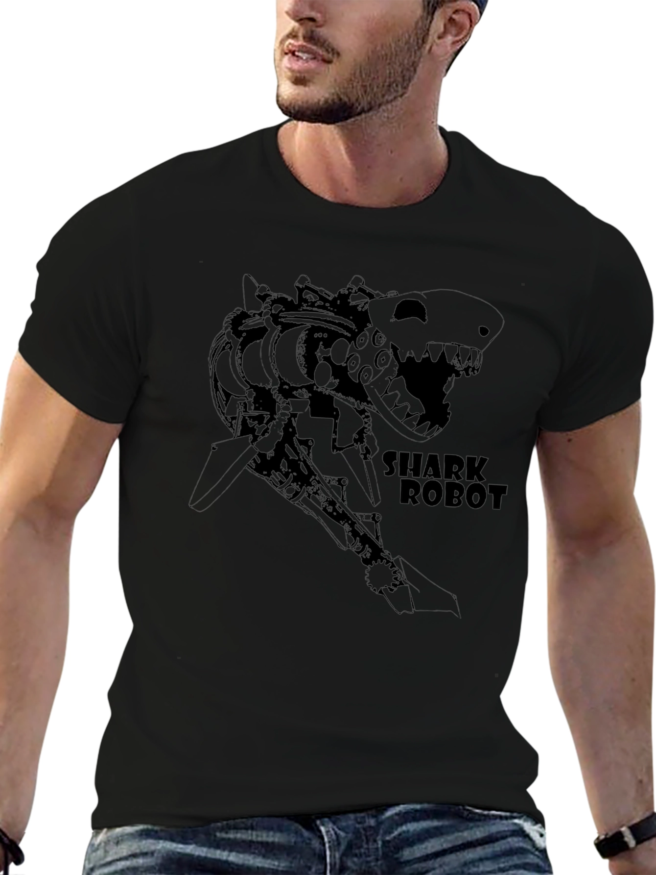 Shark Robot Graphic T-Shirt - Cool Design Tee