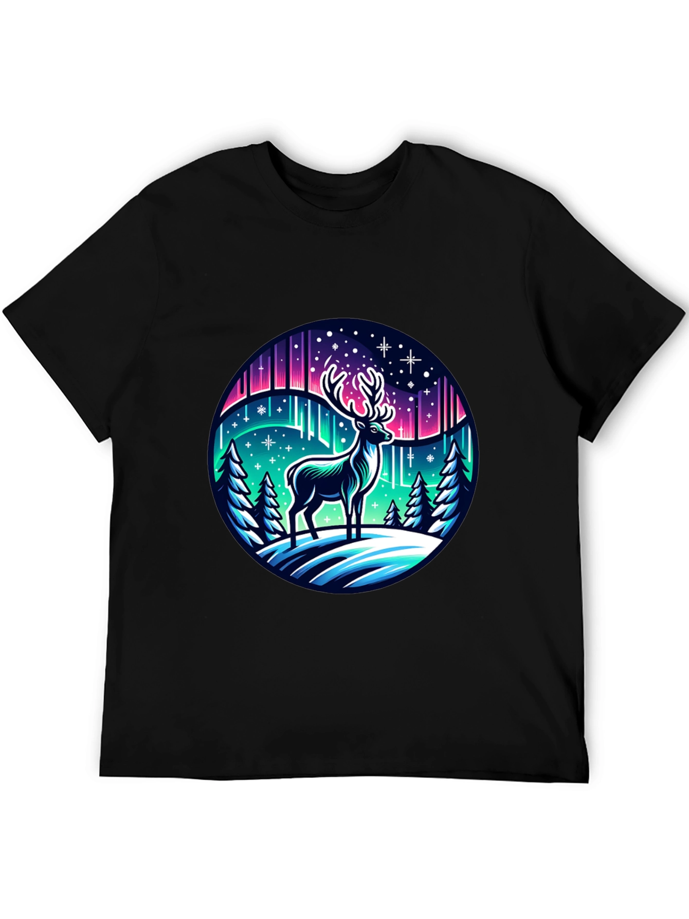 Winter Deer Graphic Tee - Northern Lights Design