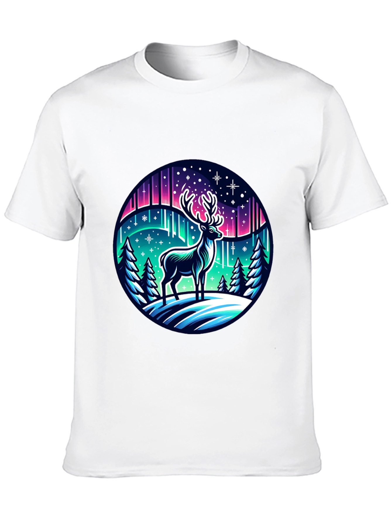 Winter Deer Graphic Tee - Northern Lights Design