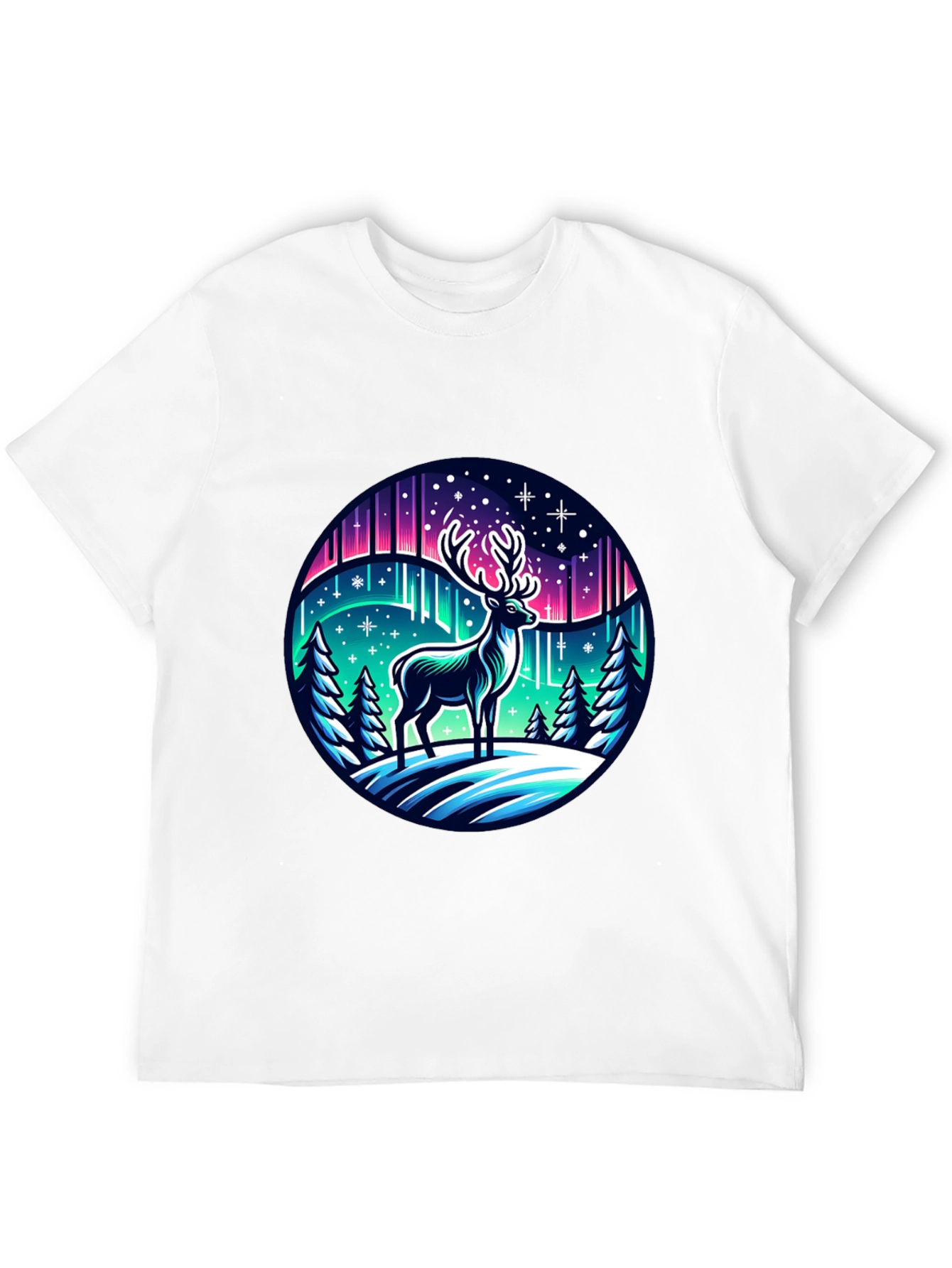 Winter Deer Graphic Tee - Northern Lights Design