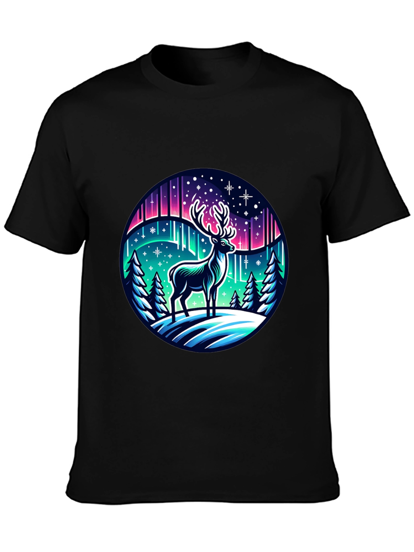 Winter Deer Graphic Tee - Northern Lights Design