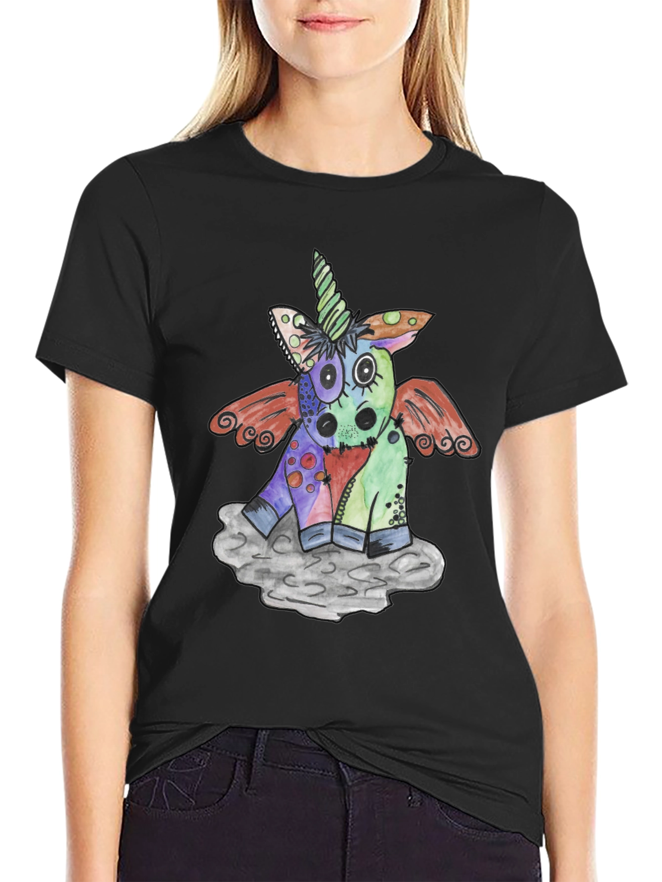 Unicorn Graphic Black Tee