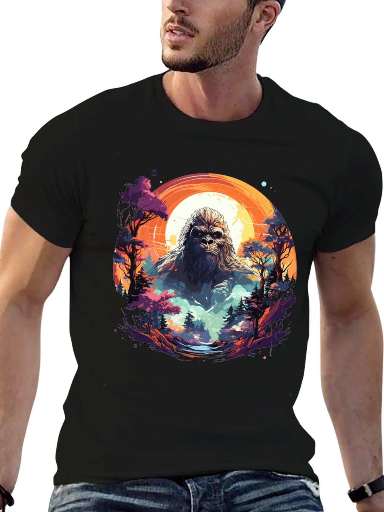 Bigfoot Sunset T-Shirt - Mythical Creature Tee