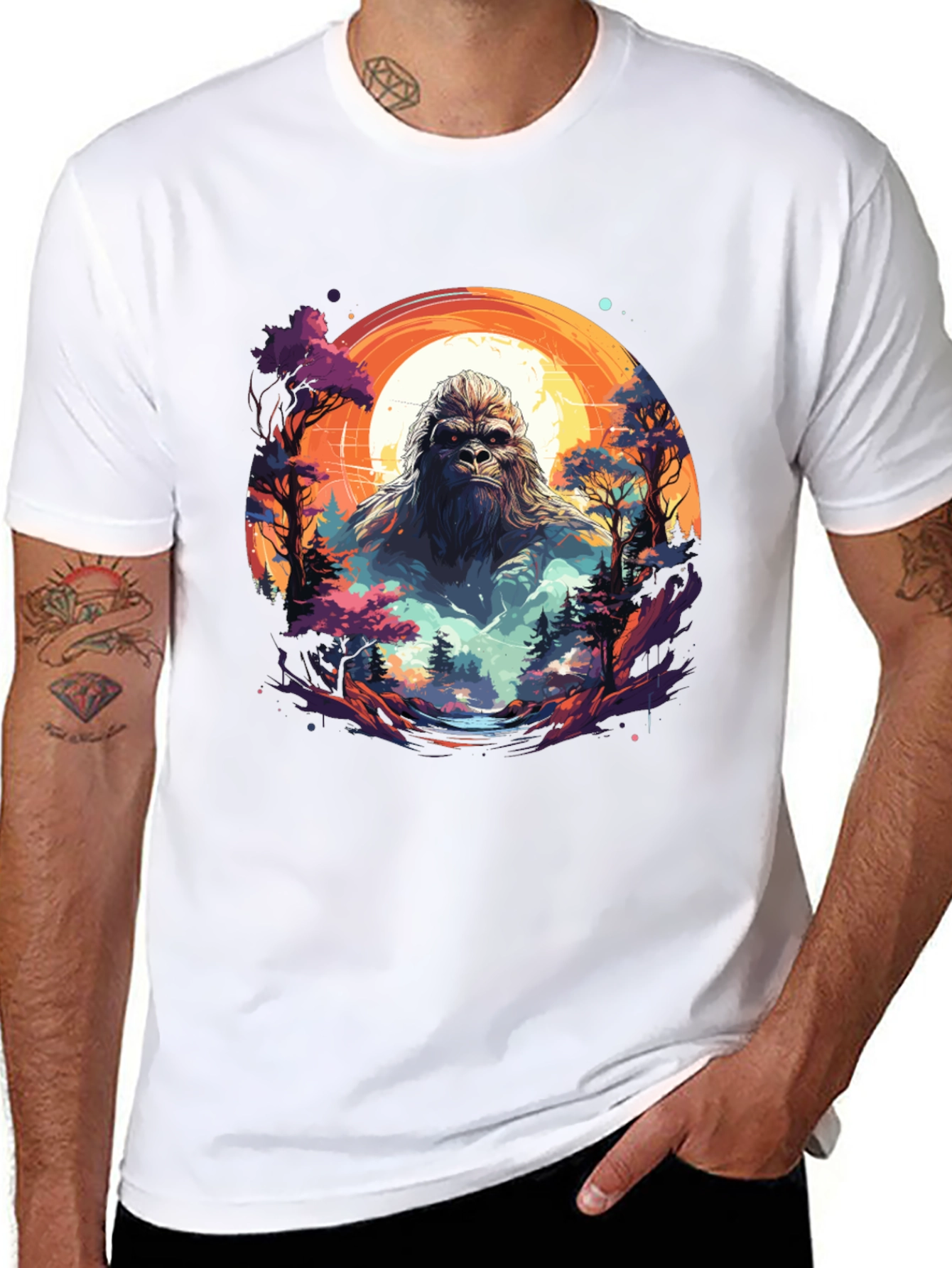 Bigfoot Sunset T-Shirt - Mythical Creature Tee