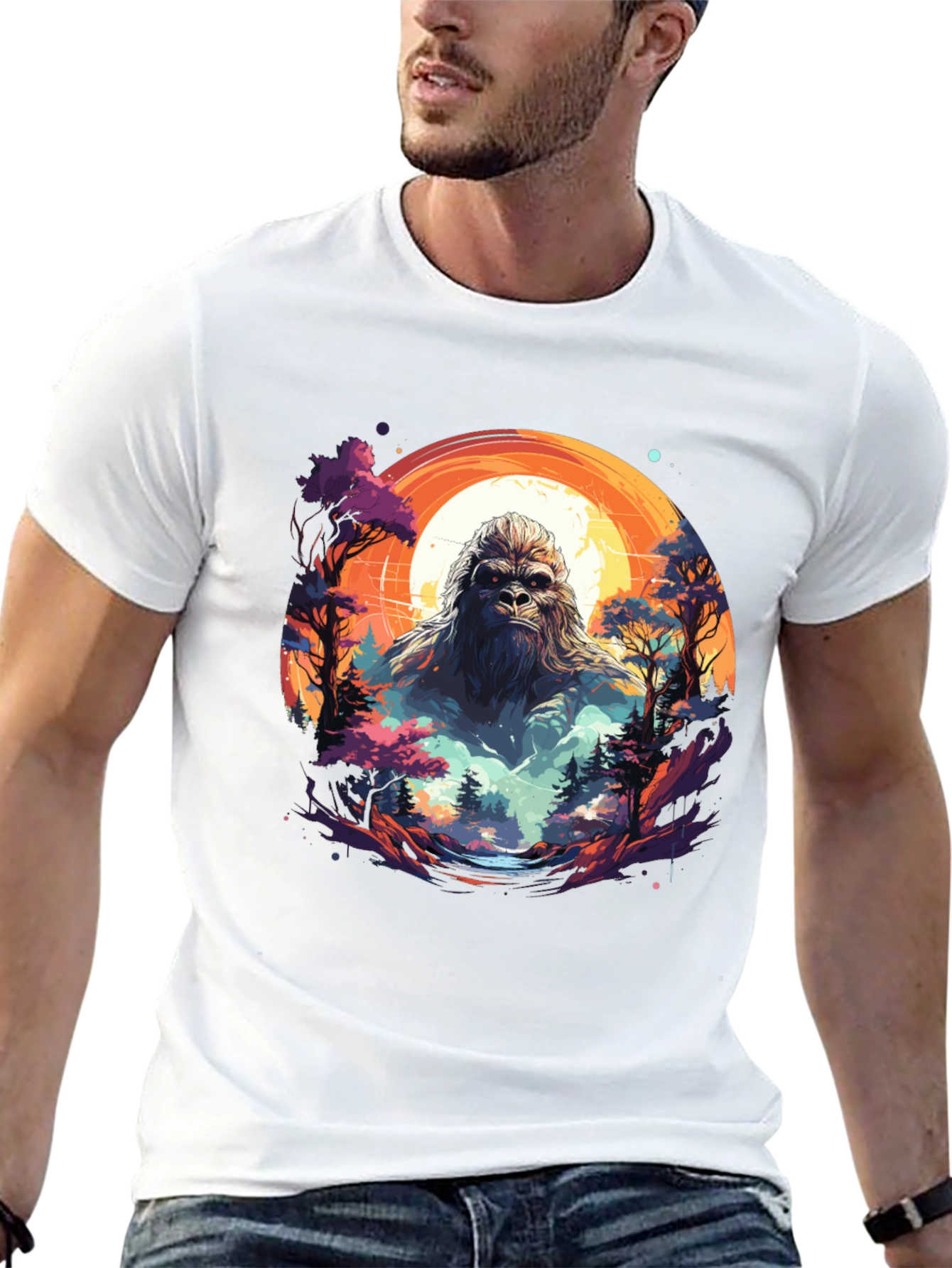 Bigfoot Sunset T-Shirt - Mythical Creature Tee