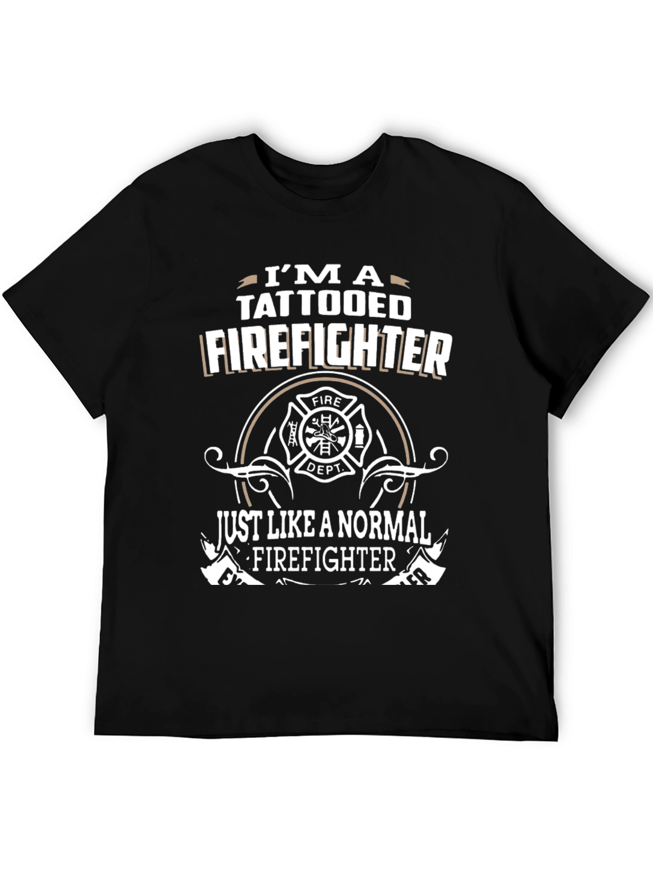 Tattooed Firefighter Graphic T-Shirt - Black