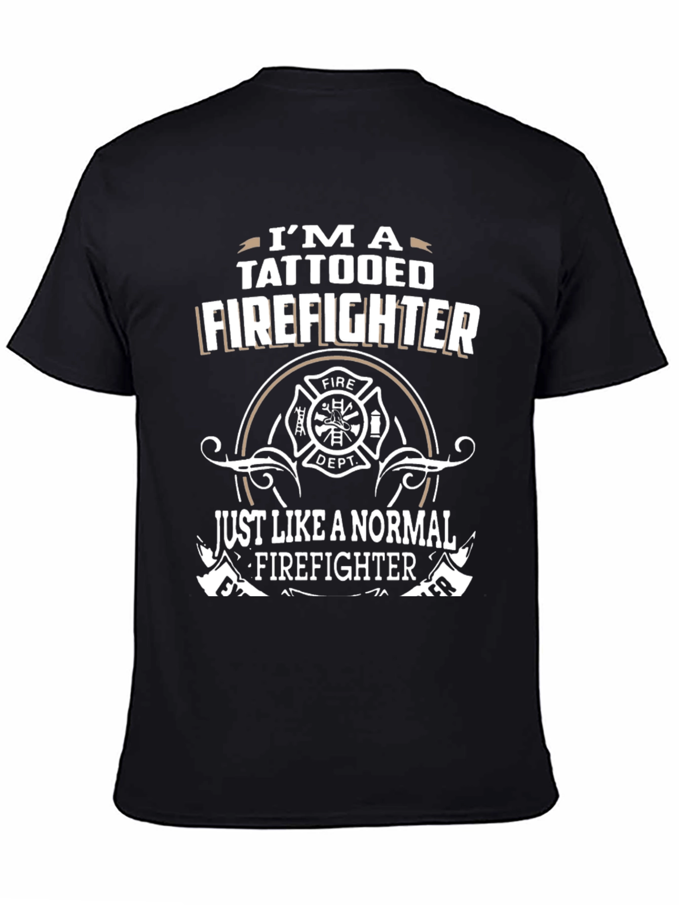 Tattooed Firefighter Graphic T-Shirt - Black