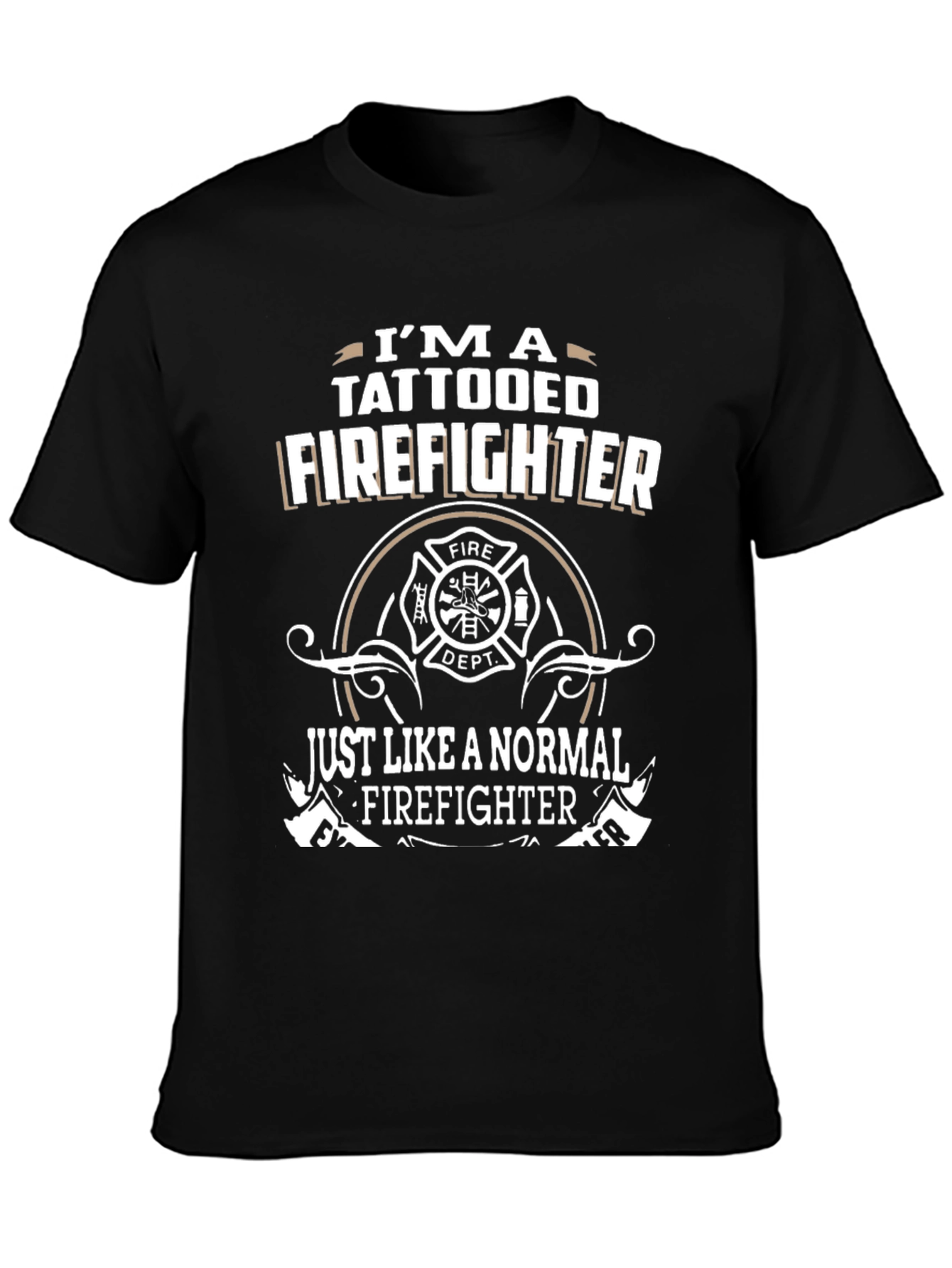 Tattooed Firefighter Graphic T-Shirt - Black