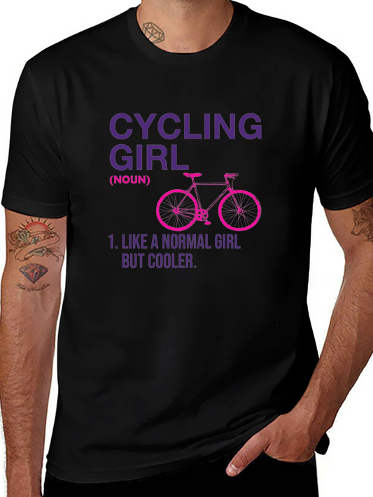 Cycling Girl Graphic Tee - Cool Cyclist T-Shirt