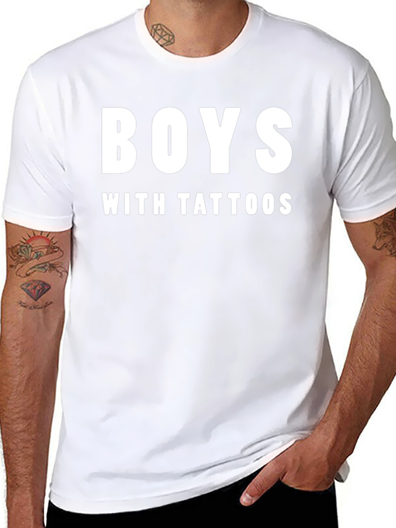 Boys with Tattoos Graphic Tee - Black Cotton Shirt