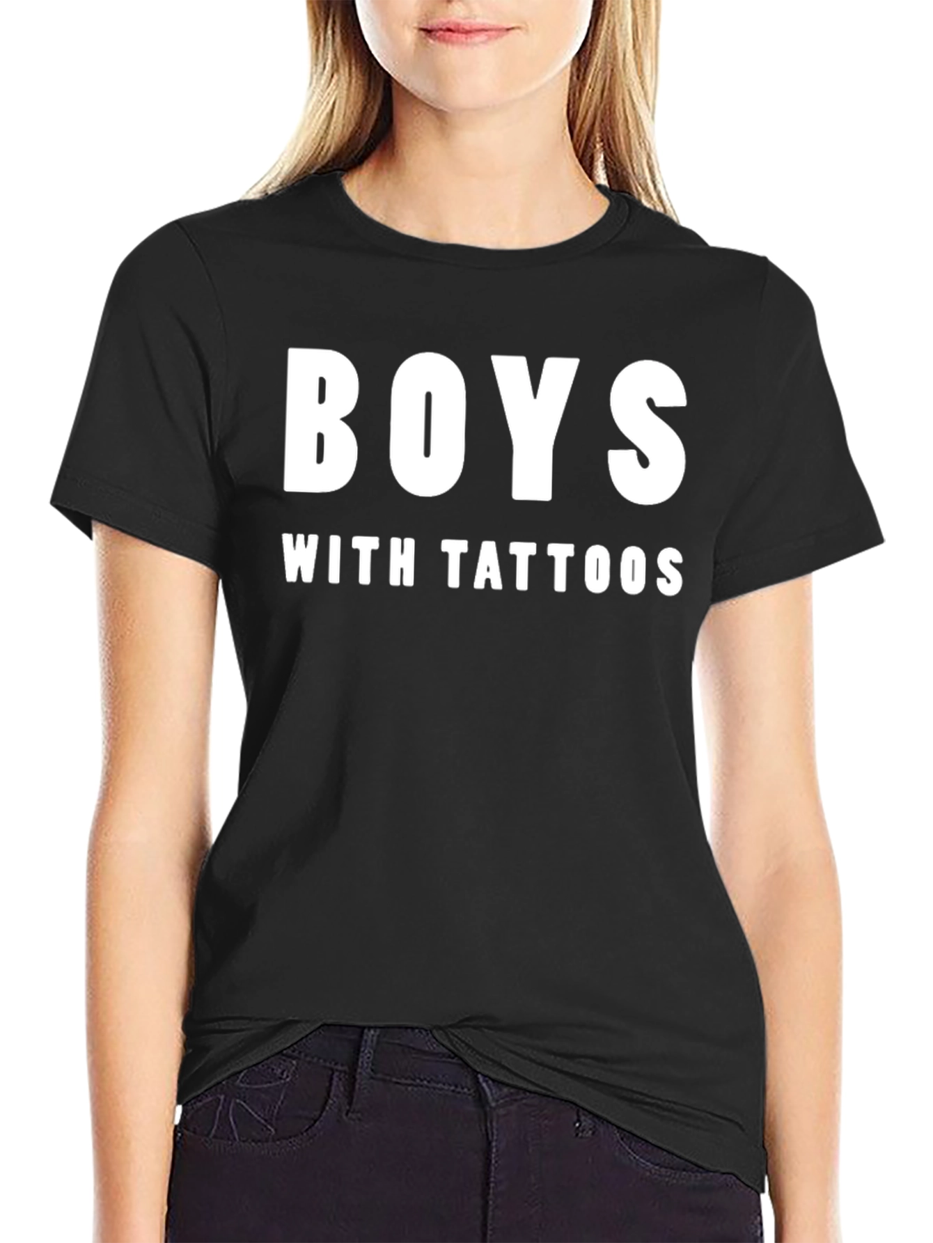 Boys with Tattoos Graphic Tee - Black Cotton Shirt
