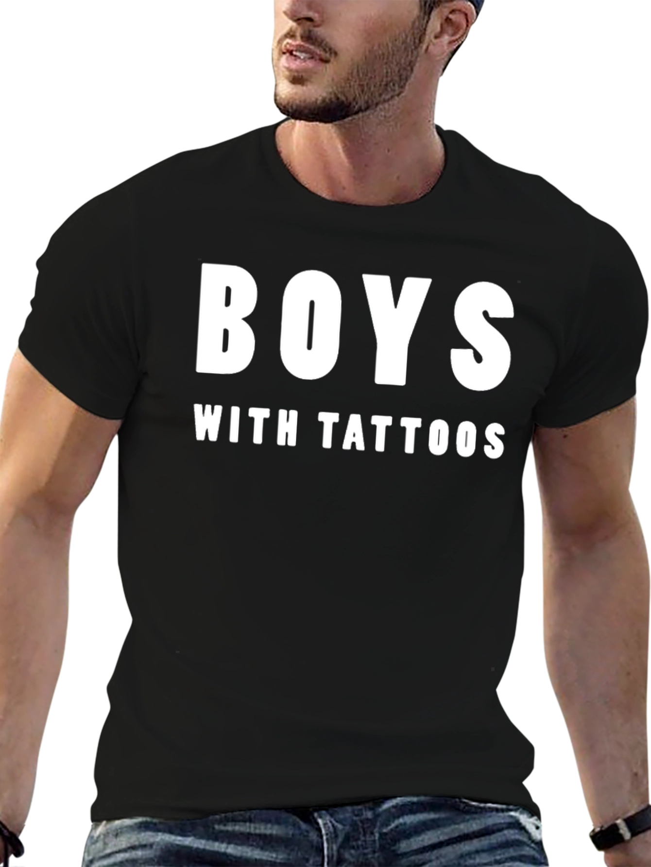 Boys with Tattoos Graphic Tee - Black Cotton Shirt