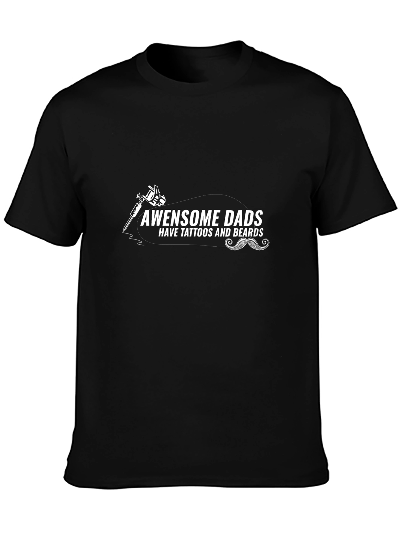 Awesome Dads Tattoo & Beard Black T-Shirt