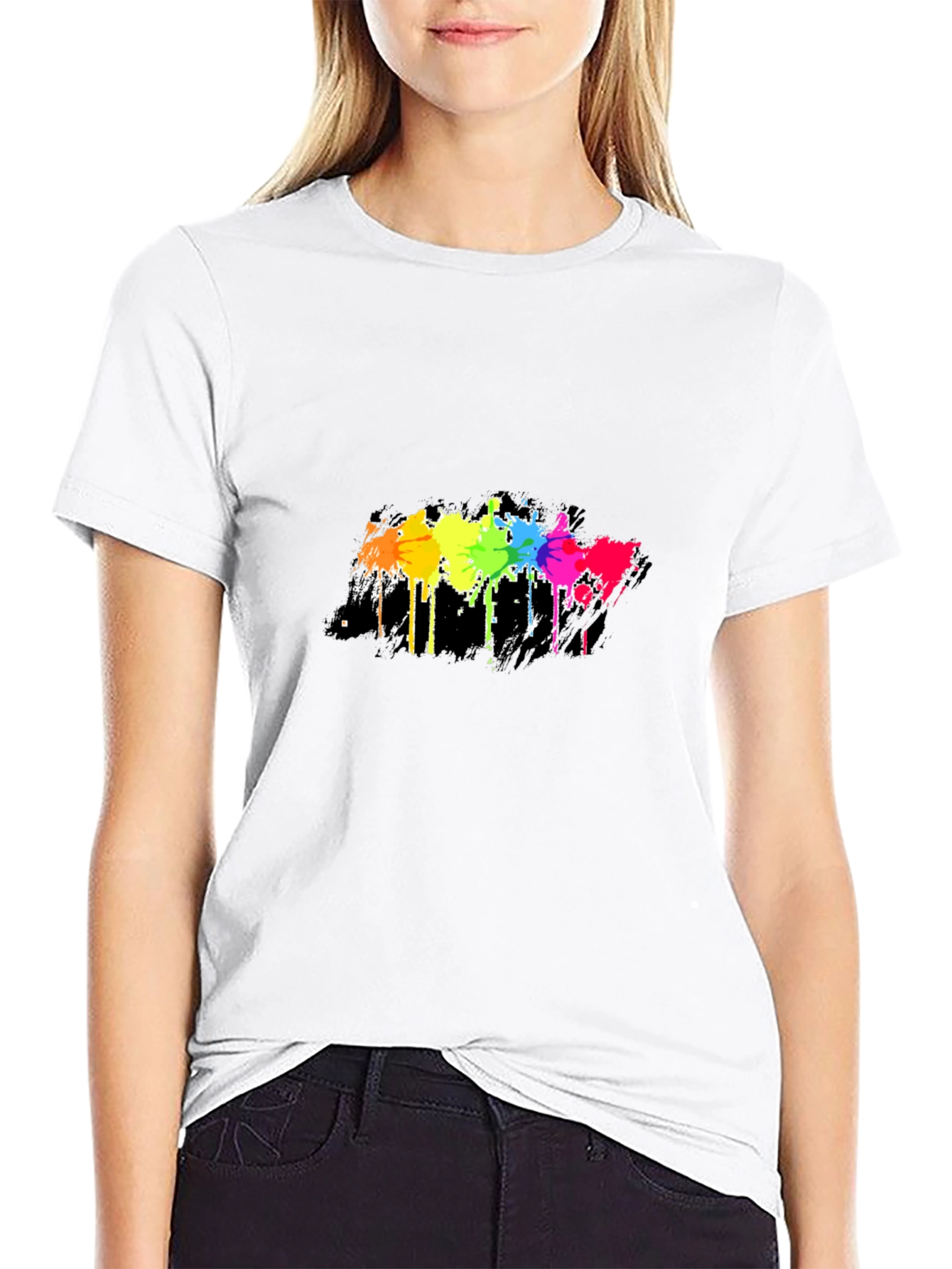 Rainbow Splash Graphic Tee - Mens Black T-Shirt