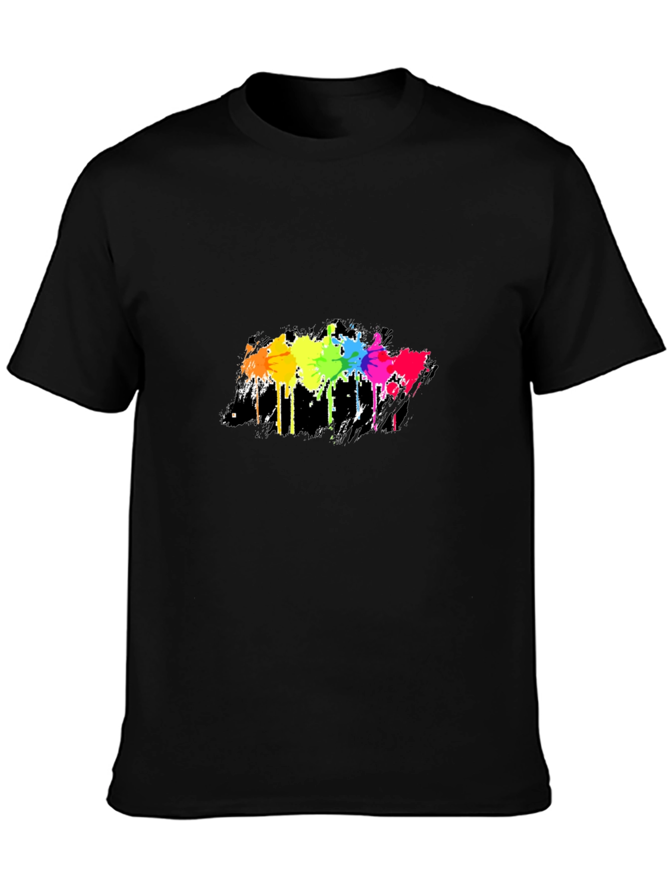 Rainbow Splash Graphic Tee - Mens Black T-Shirt