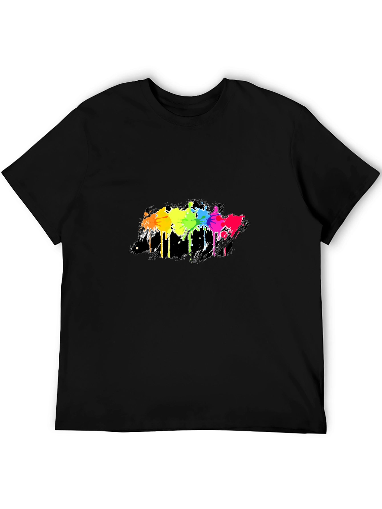Rainbow Splash Graphic Tee - Mens Black T-Shirt