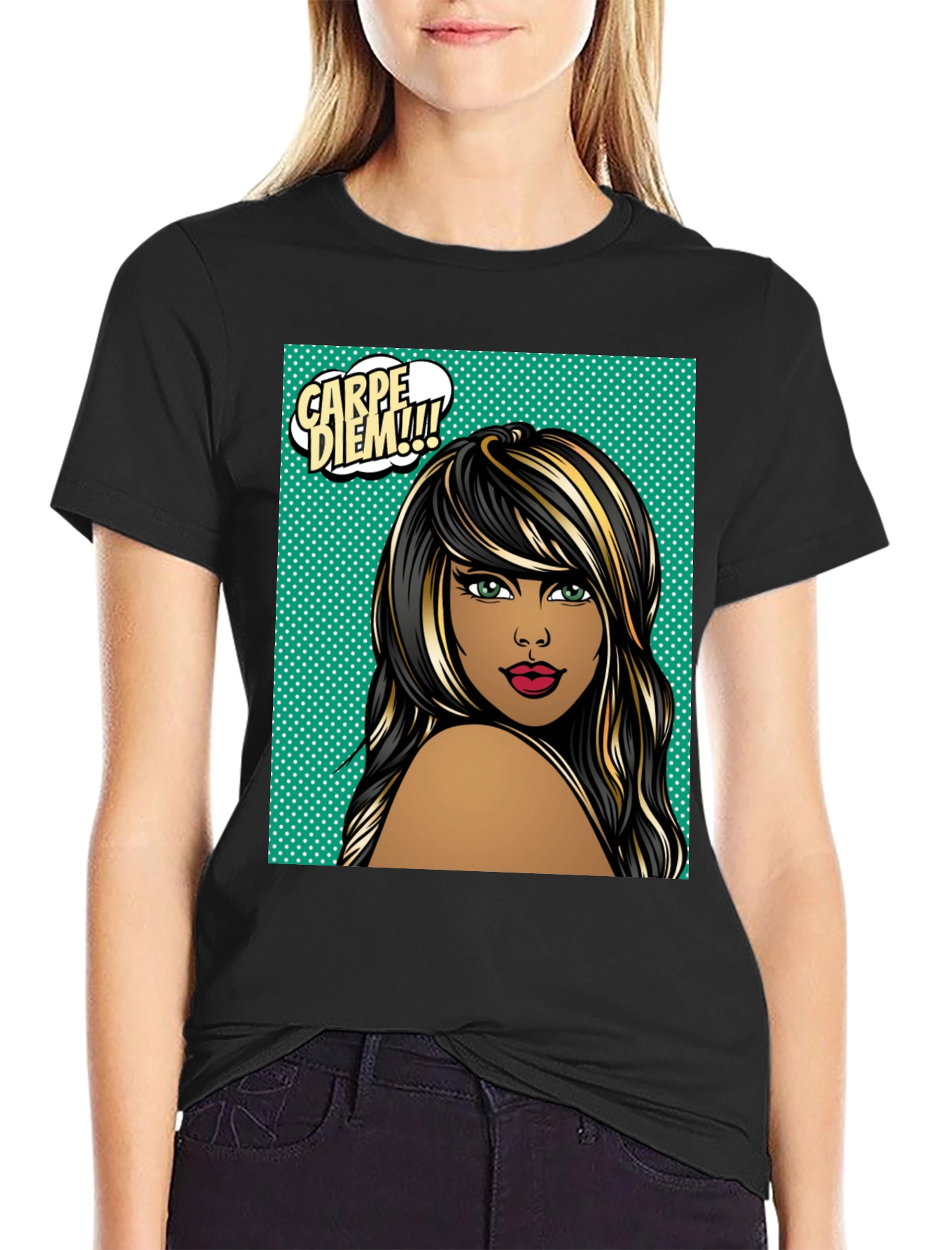 Carpe Diem Woman Graphic Tee - Black T-Shirt