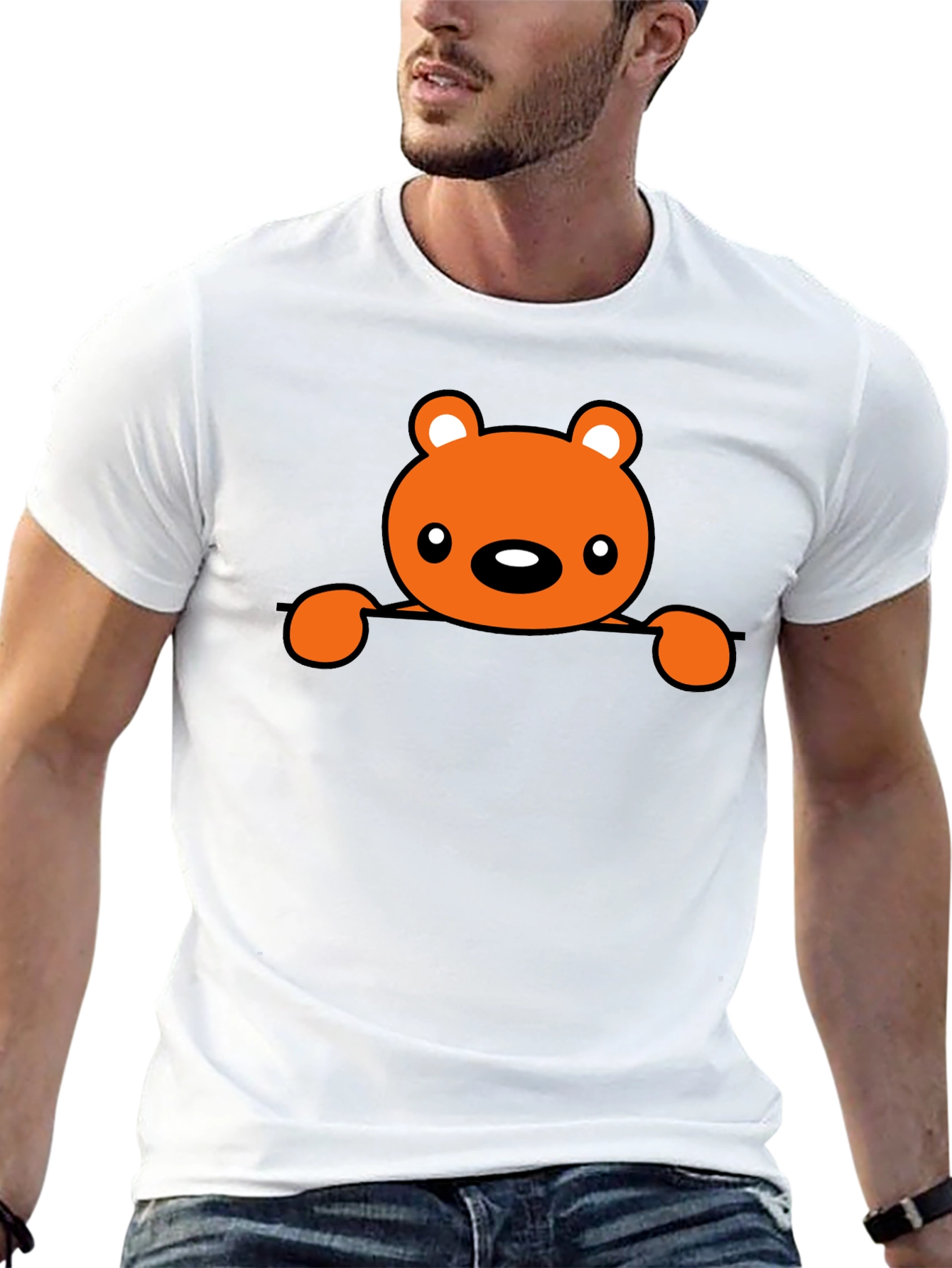 Cute Bear Graphic Tee - Mens Black T-Shirt