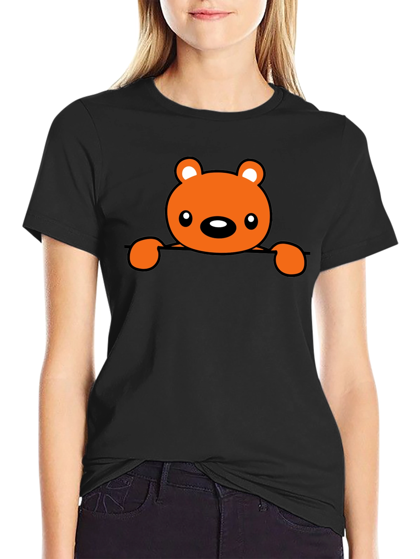 Cute Bear Graphic Tee - Mens Black T-Shirt