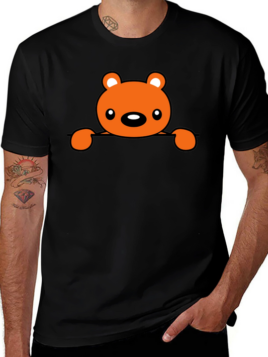 Cute Bear Graphic Tee - Mens Black T-Shirt