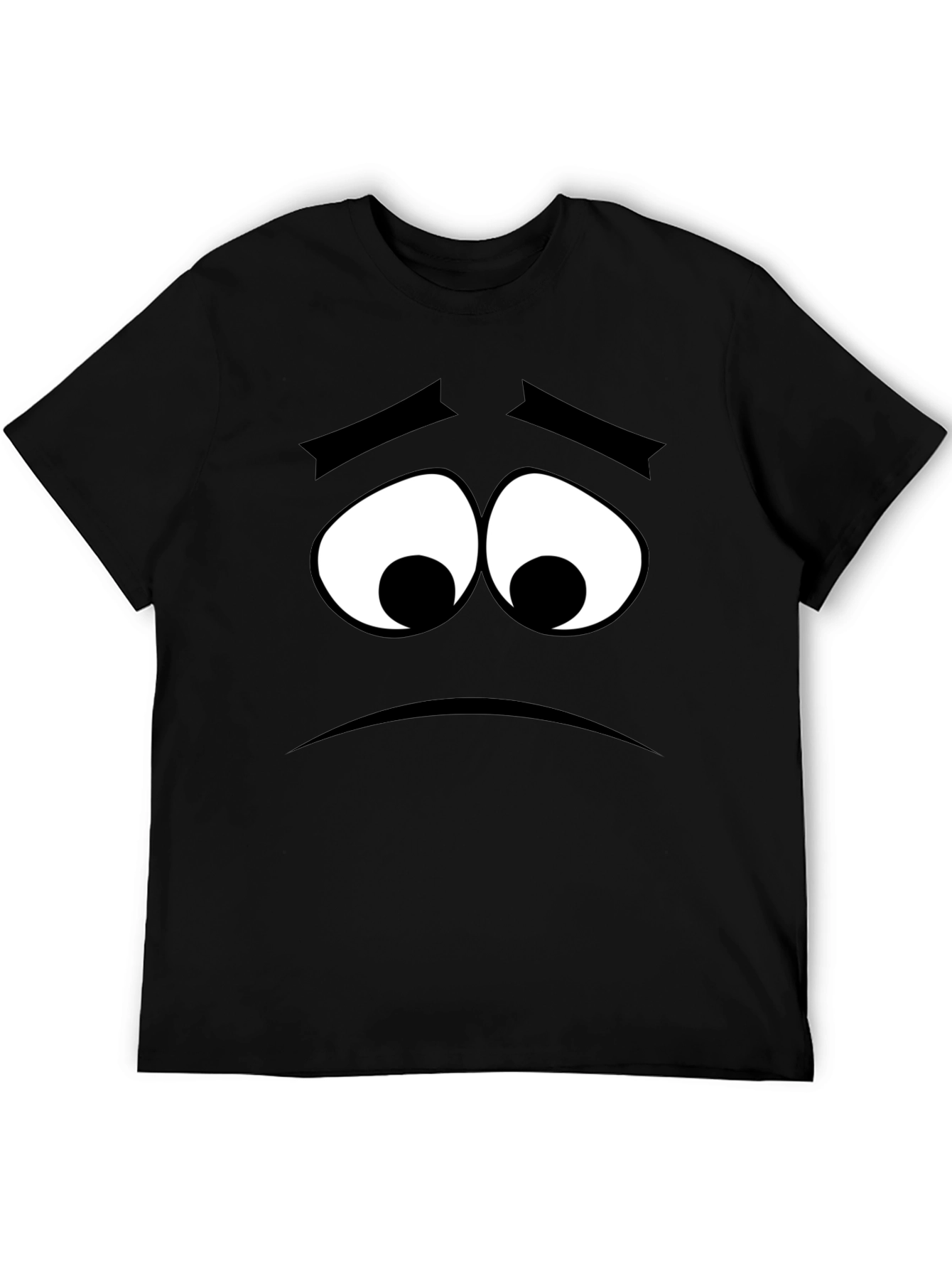 Sad Face Graphic Tee - Black Cotton Comfort