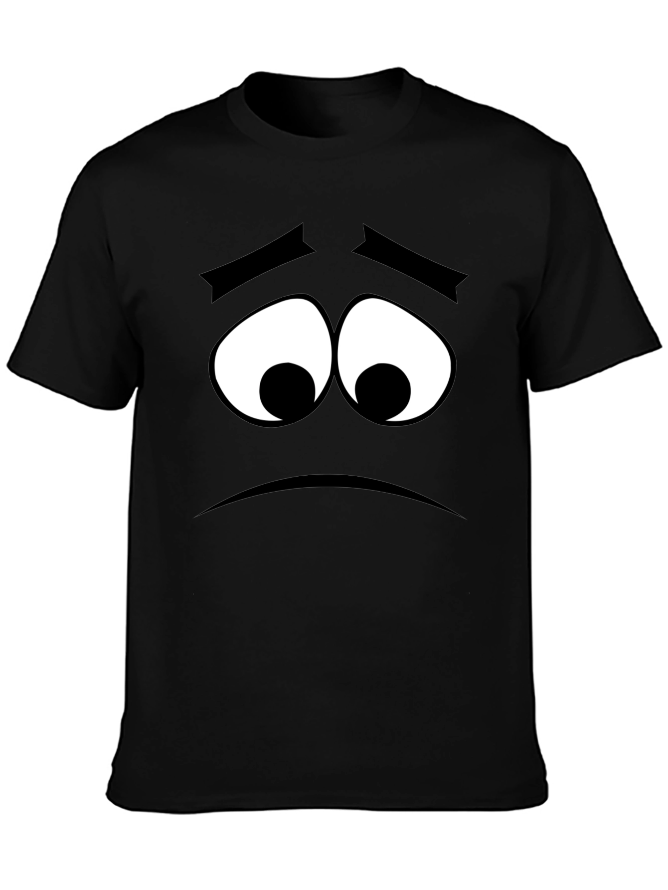 Sad Face Graphic Tee - Black Cotton Comfort
