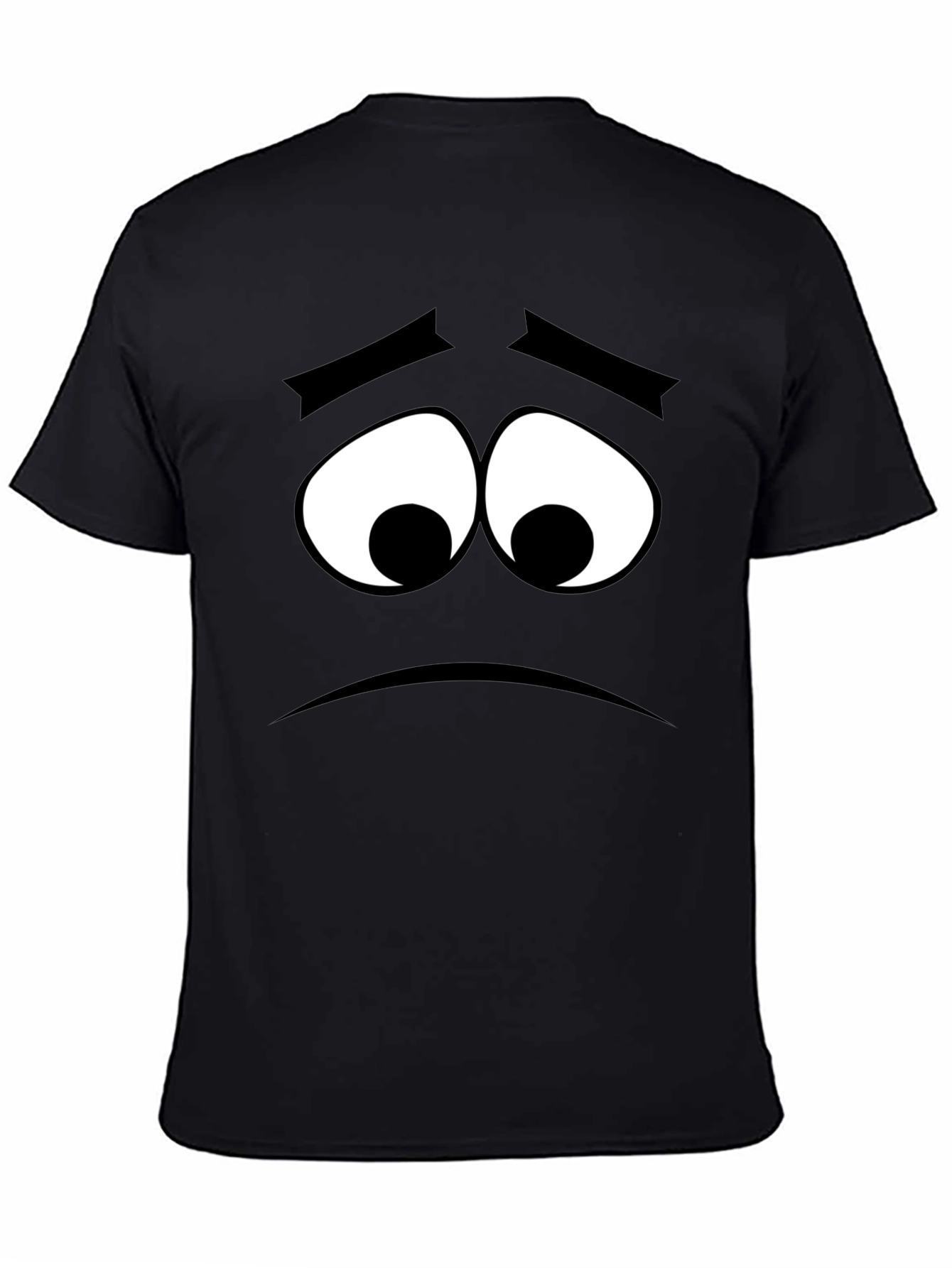 Sad Face Graphic Tee - Black Cotton Comfort