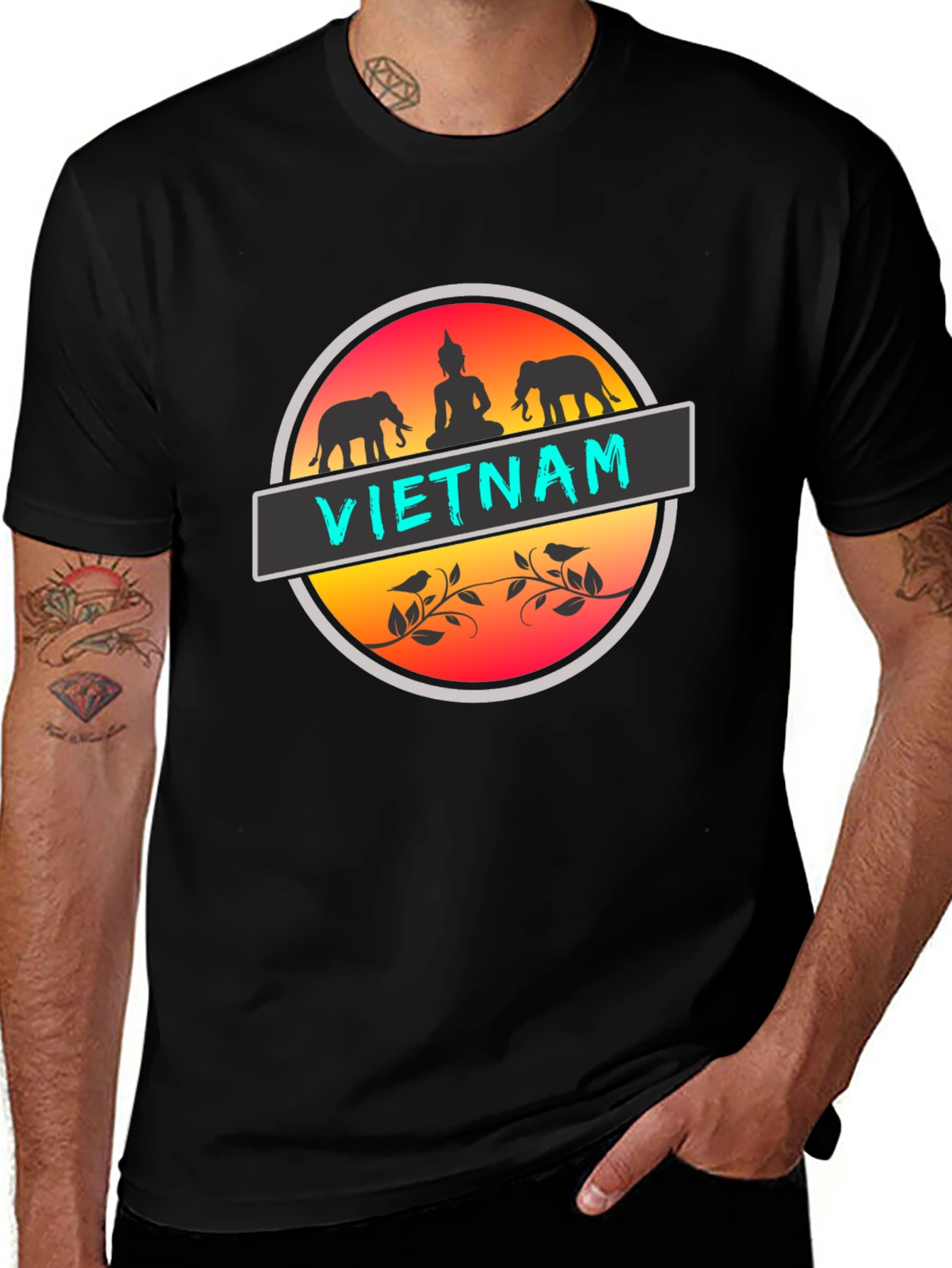 Vietnam Graphic T-Shirt: Buddha & Elephants