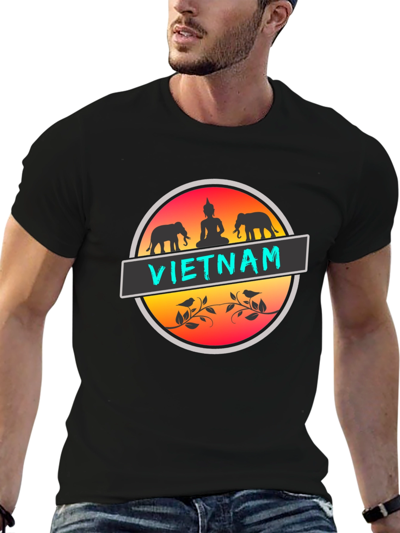 Vietnam Graphic T-Shirt: Buddha & Elephants