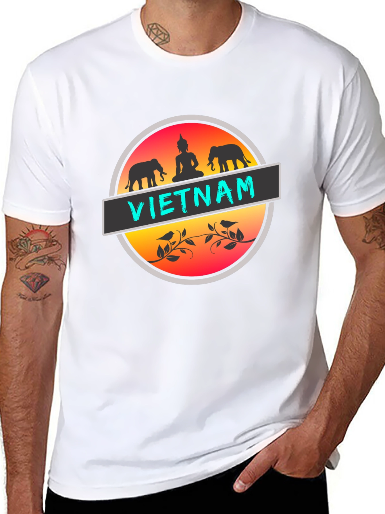 Vietnam Graphic T-Shirt: Buddha & Elephants