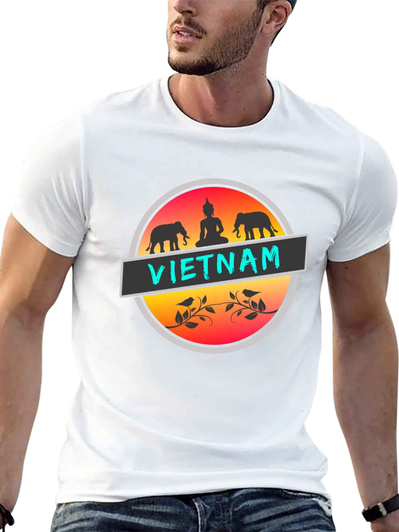 Vietnam Graphic T-Shirt: Buddha & Elephants