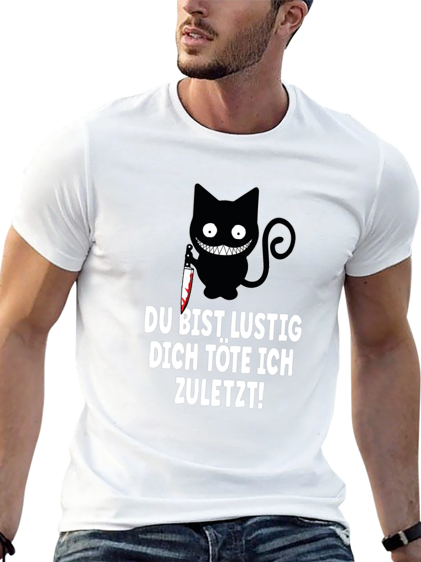 Creepy Cat Knife T-Shirt: Du Bist Lustig...