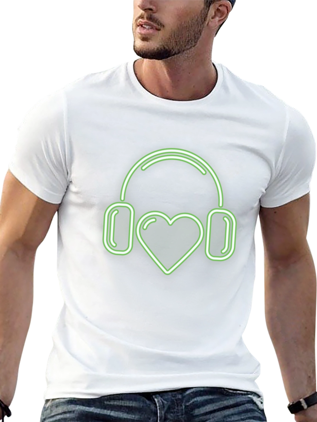 Love Music T-Shirt | Heart Headphones Design