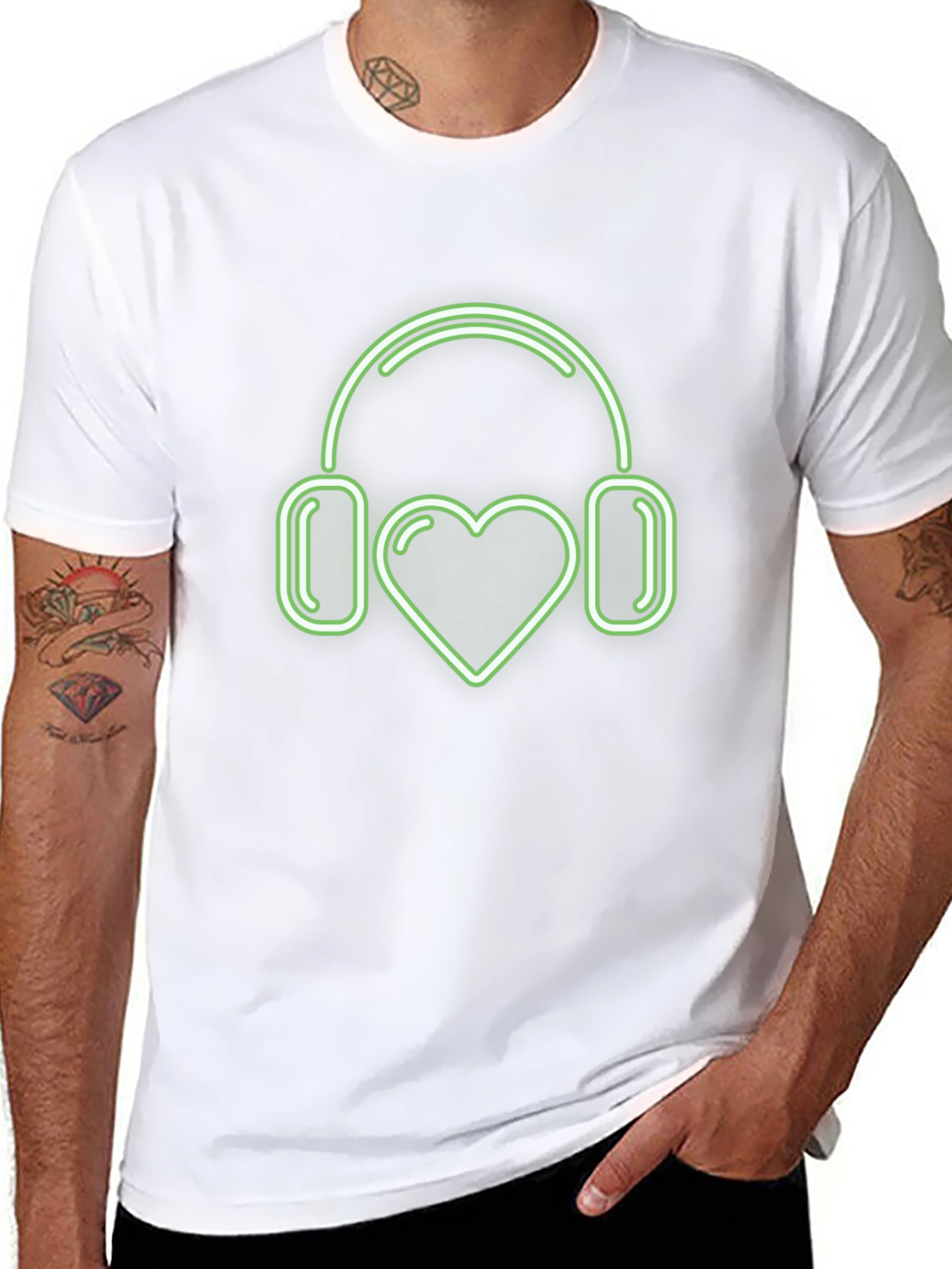 Love Music T-Shirt | Heart Headphones Design
