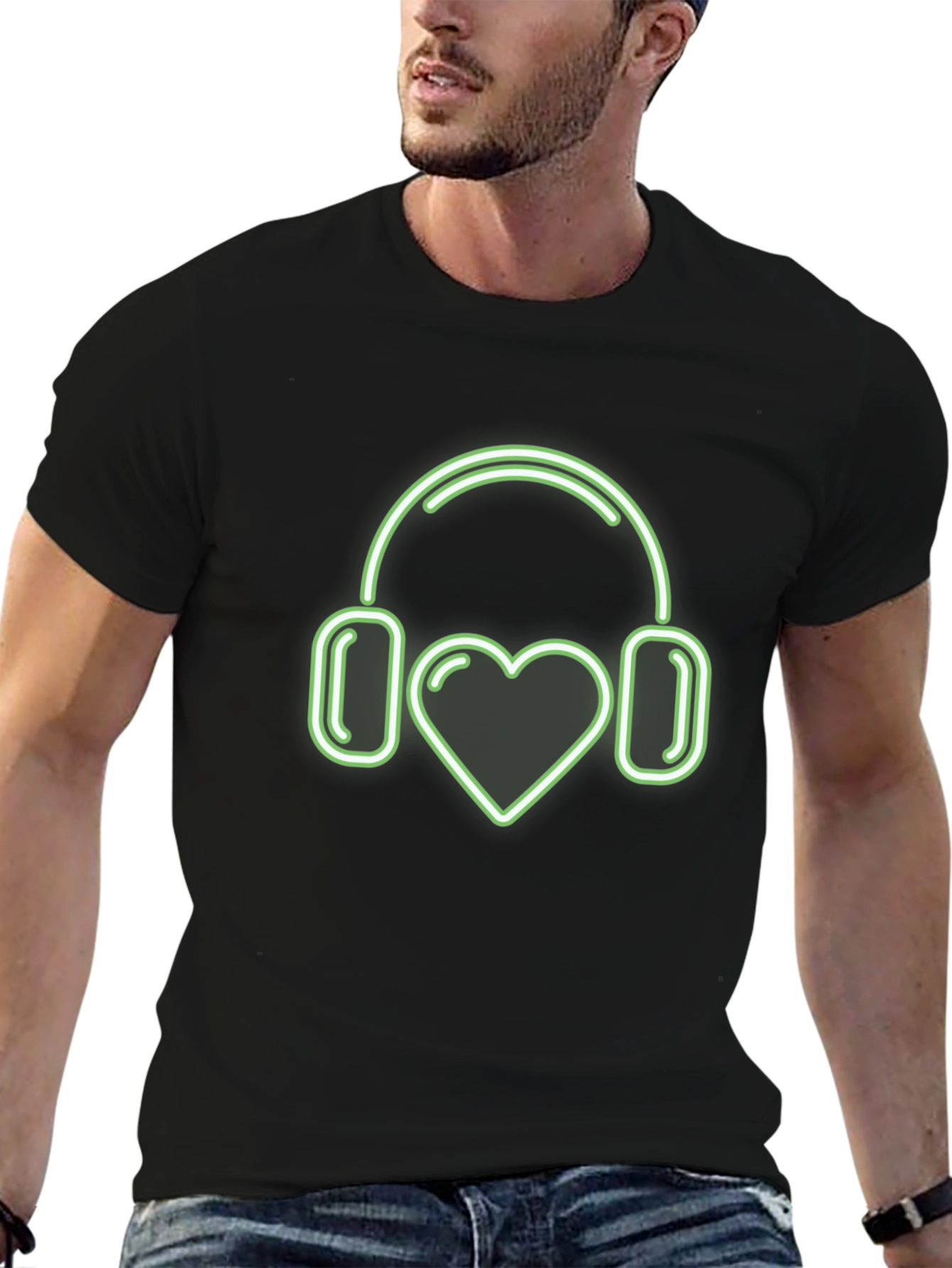 Love Music T-Shirt | Heart Headphones Design