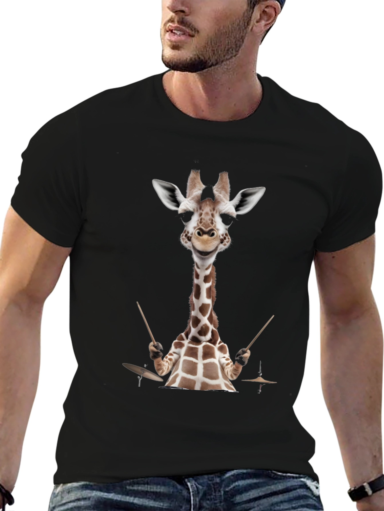 Giraffe Drummer Graphic Tee