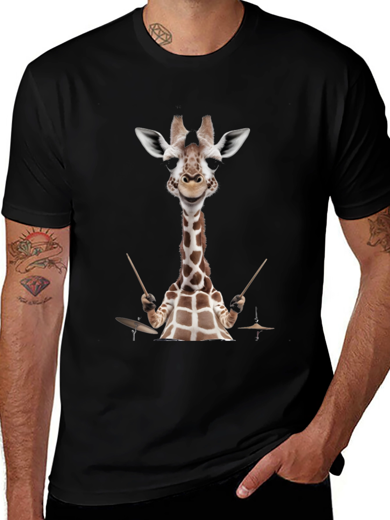 Giraffe Drummer Graphic Tee