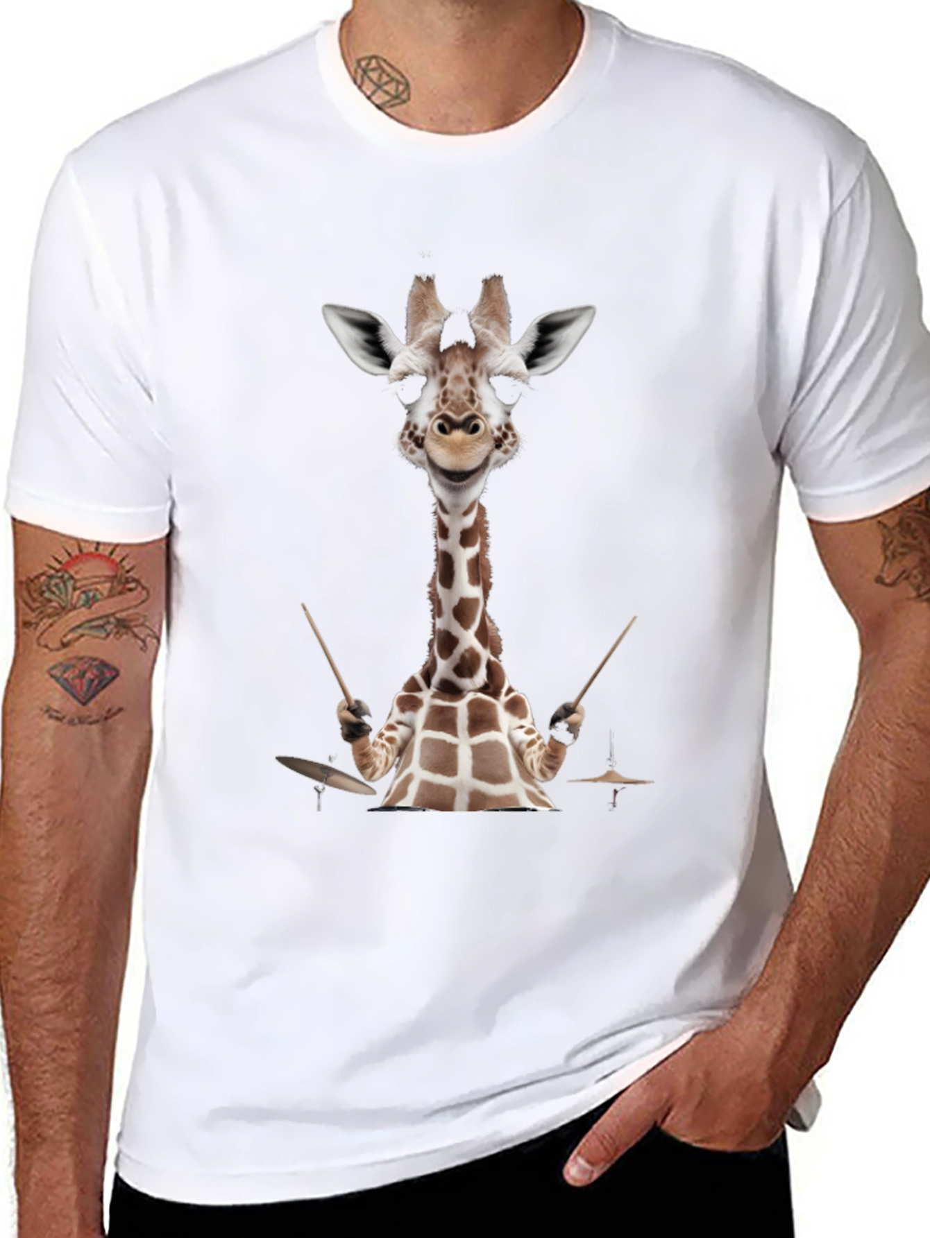 Giraffe Drummer Graphic Tee