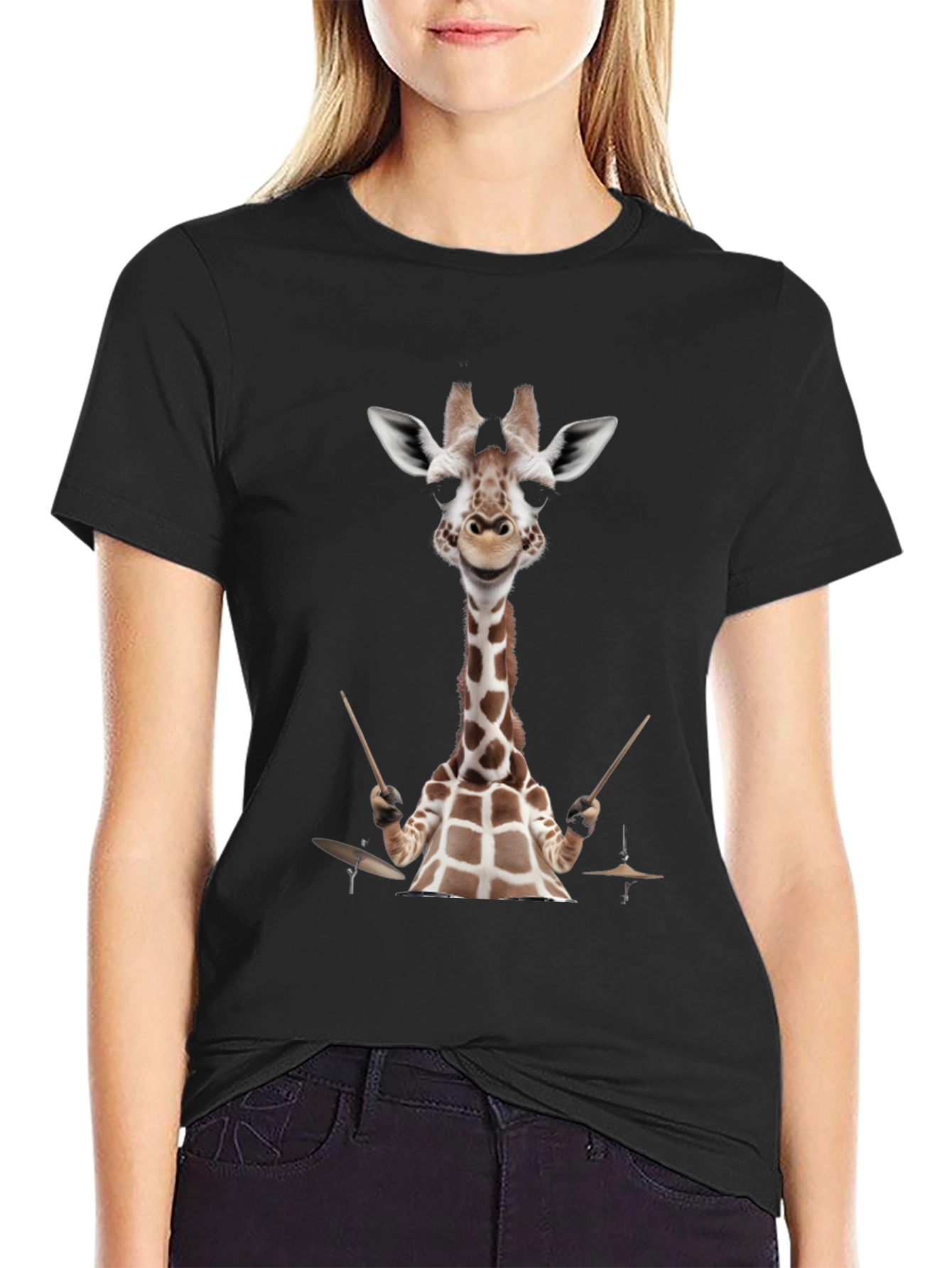 Giraffe Drummer Graphic Tee