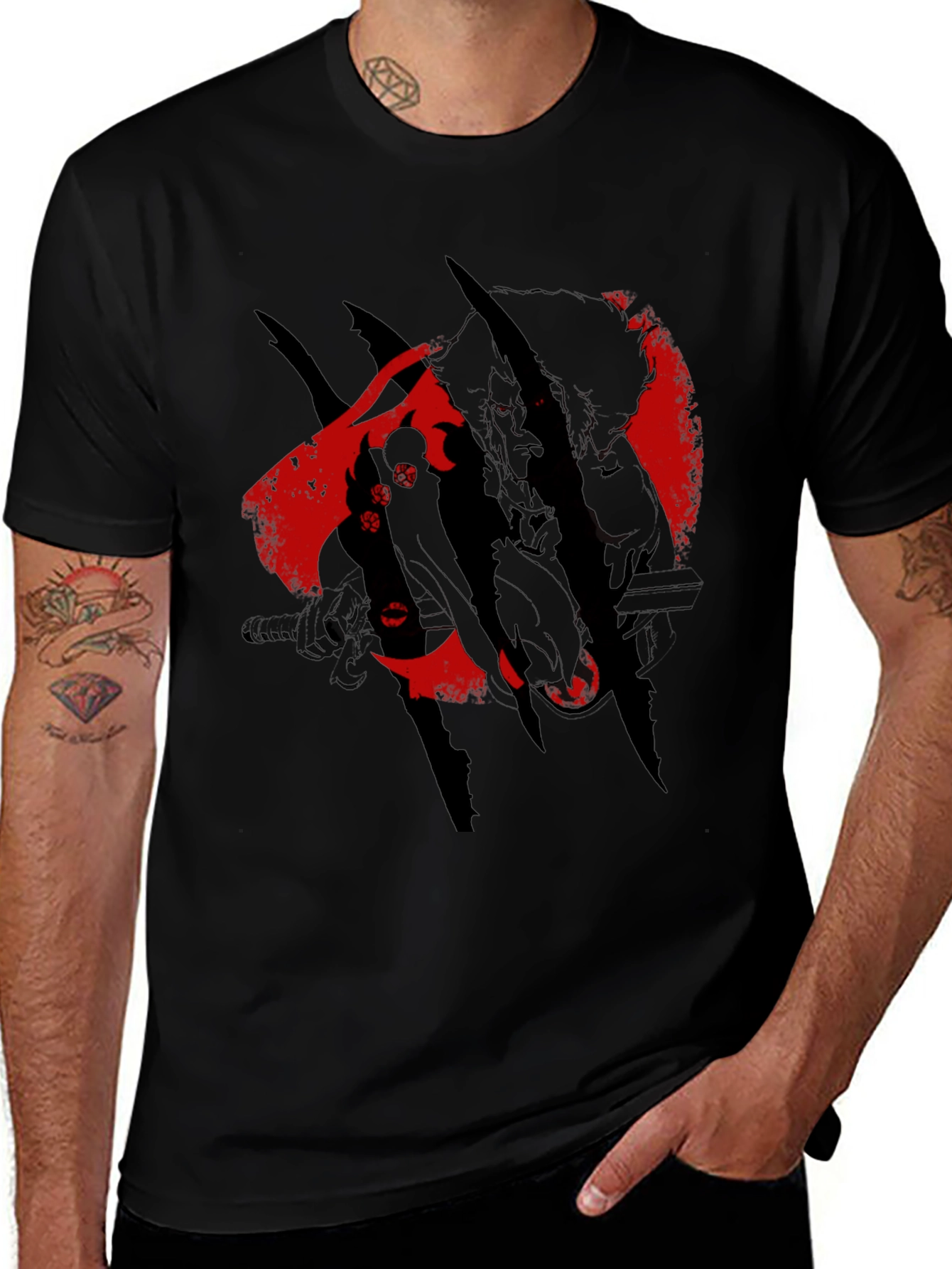 Black Graphic Tee - Vampire Hunter Design
