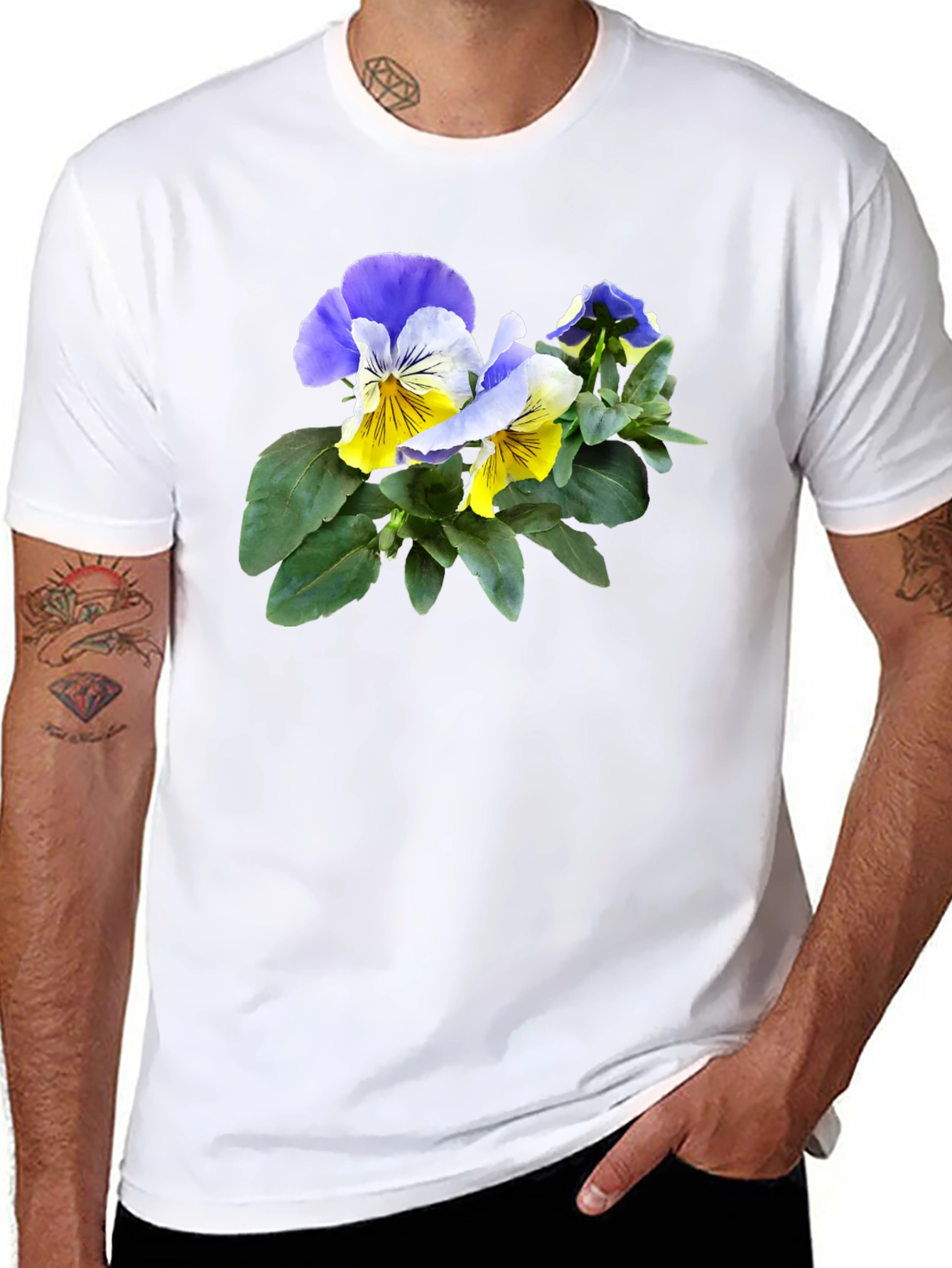 Floral Pansy T-Shirt - Stylish Flower Graphic Tee