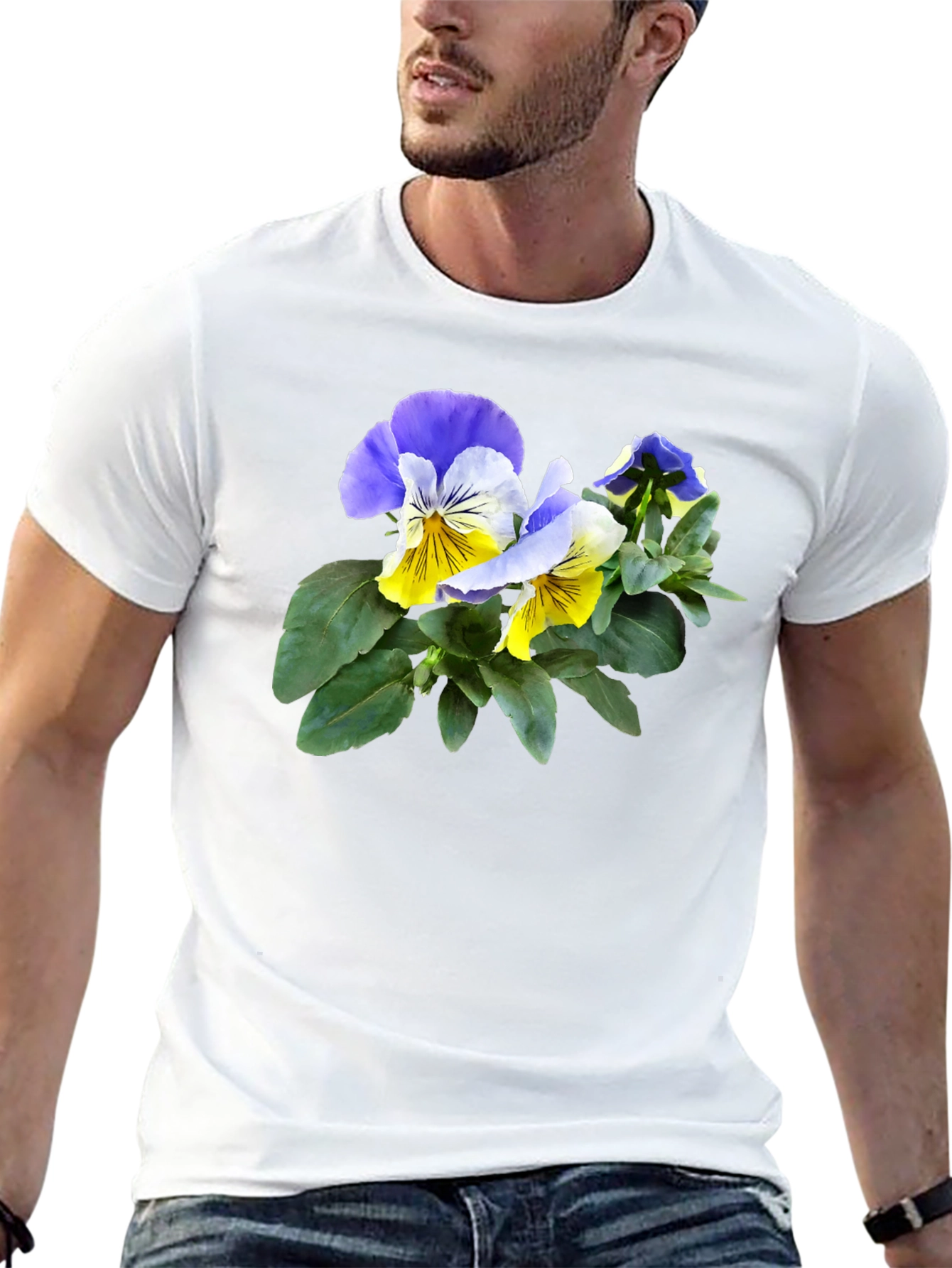 Floral Pansy T-Shirt - Stylish Flower Graphic Tee